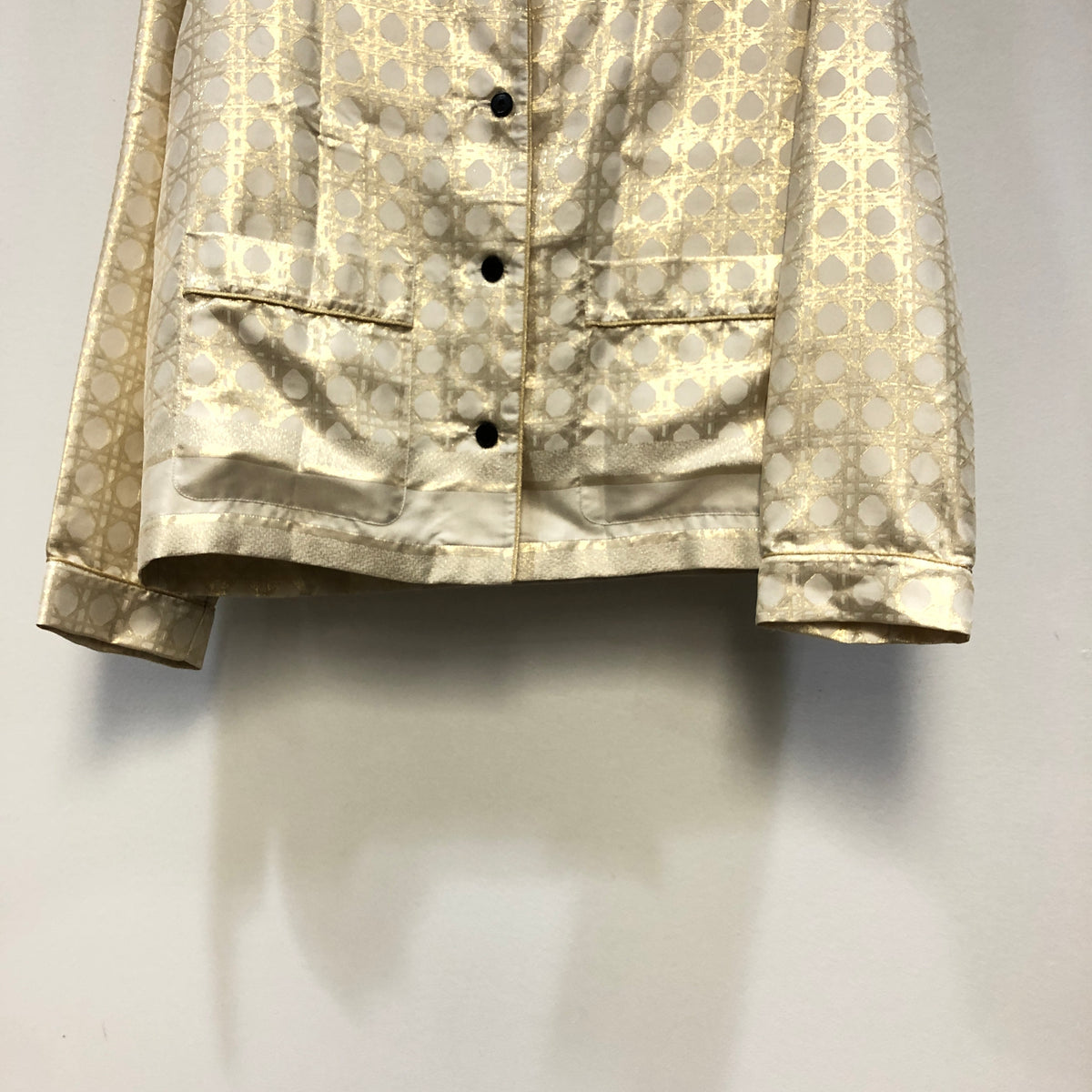 Christian Dior Gold & Beige Two Piece Shirt Wide Leg Pant Set