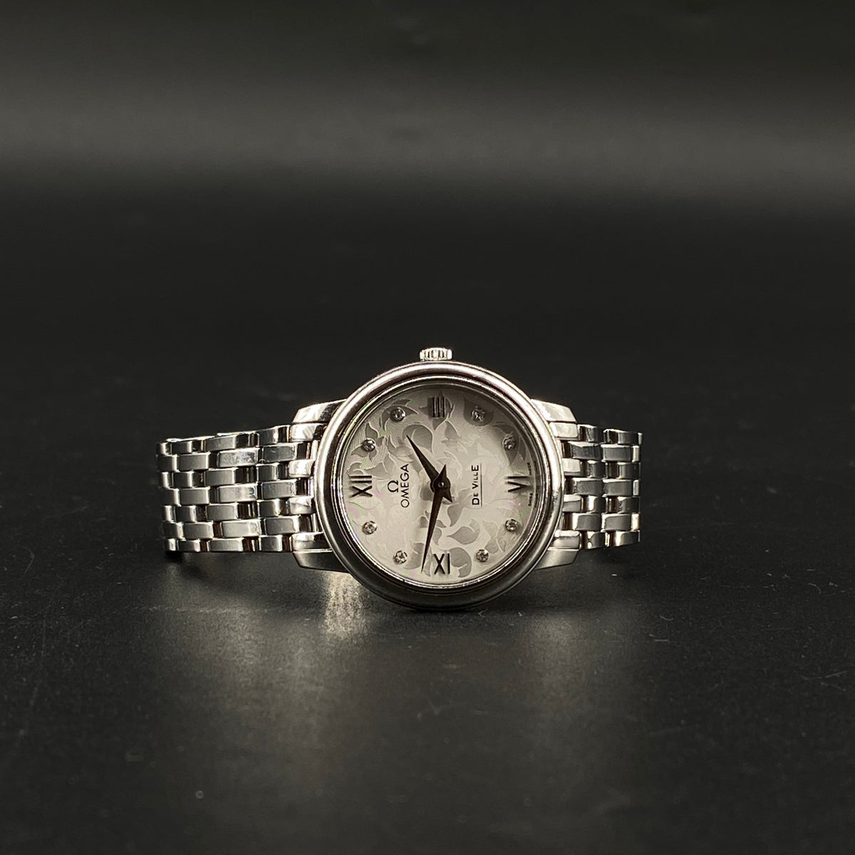 Omega 27mm Stainless Steel Watch With Natural Diamonds