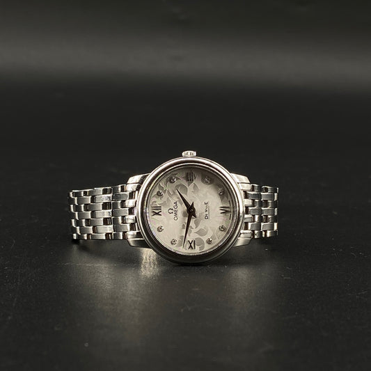 Omega 27mm Stainless Steel Watch With Natural Diamonds