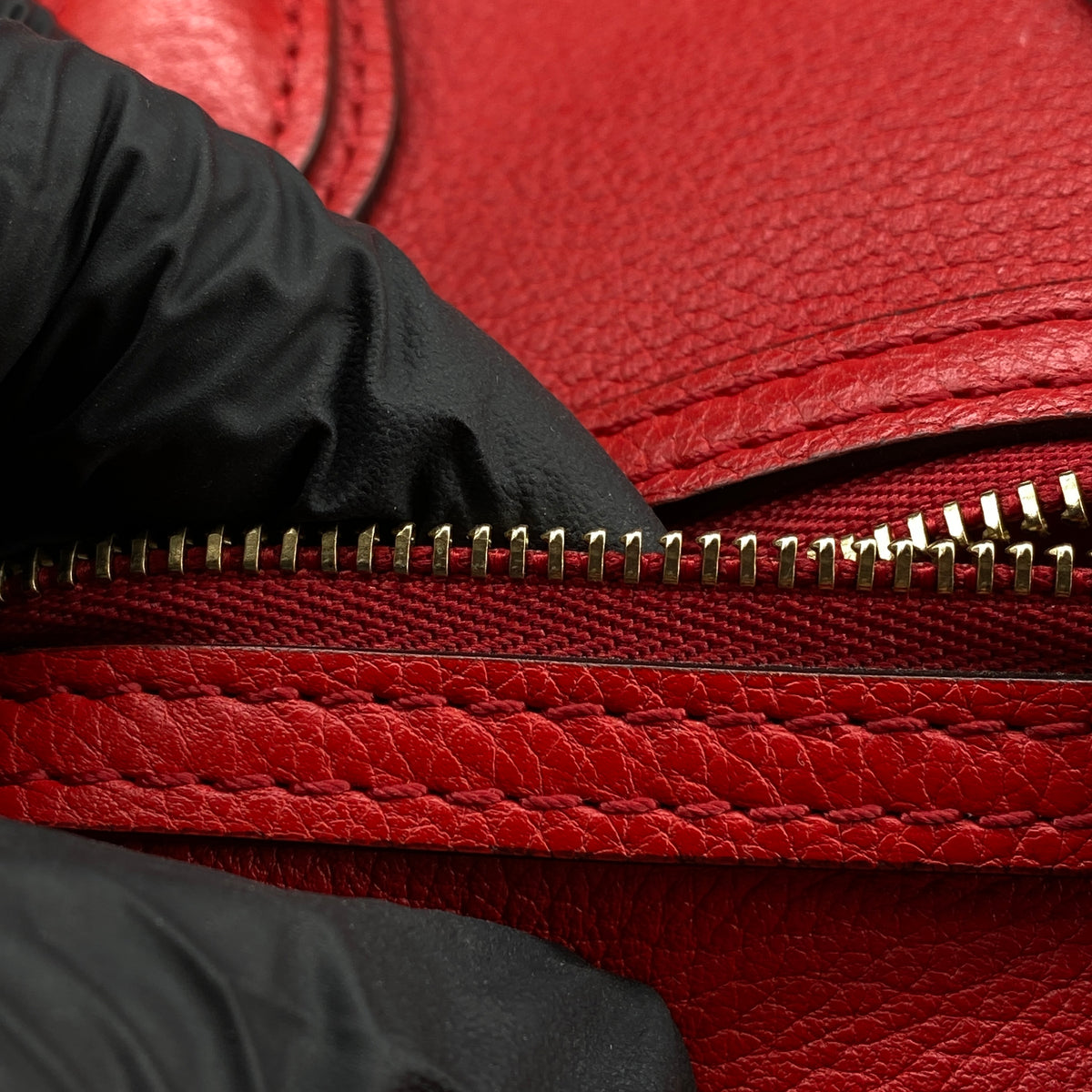 Celine Nano Luggage Red Leather Tote Bag