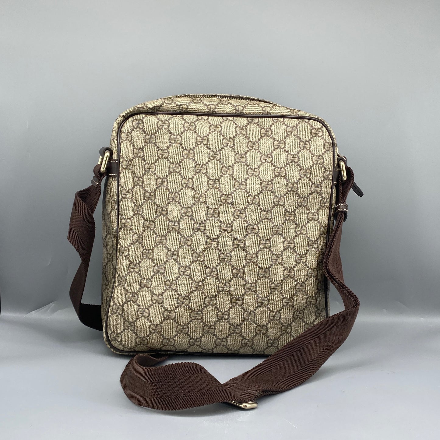 Gucci Beige GG Canvas Vertical Messenger Crossbody Bag