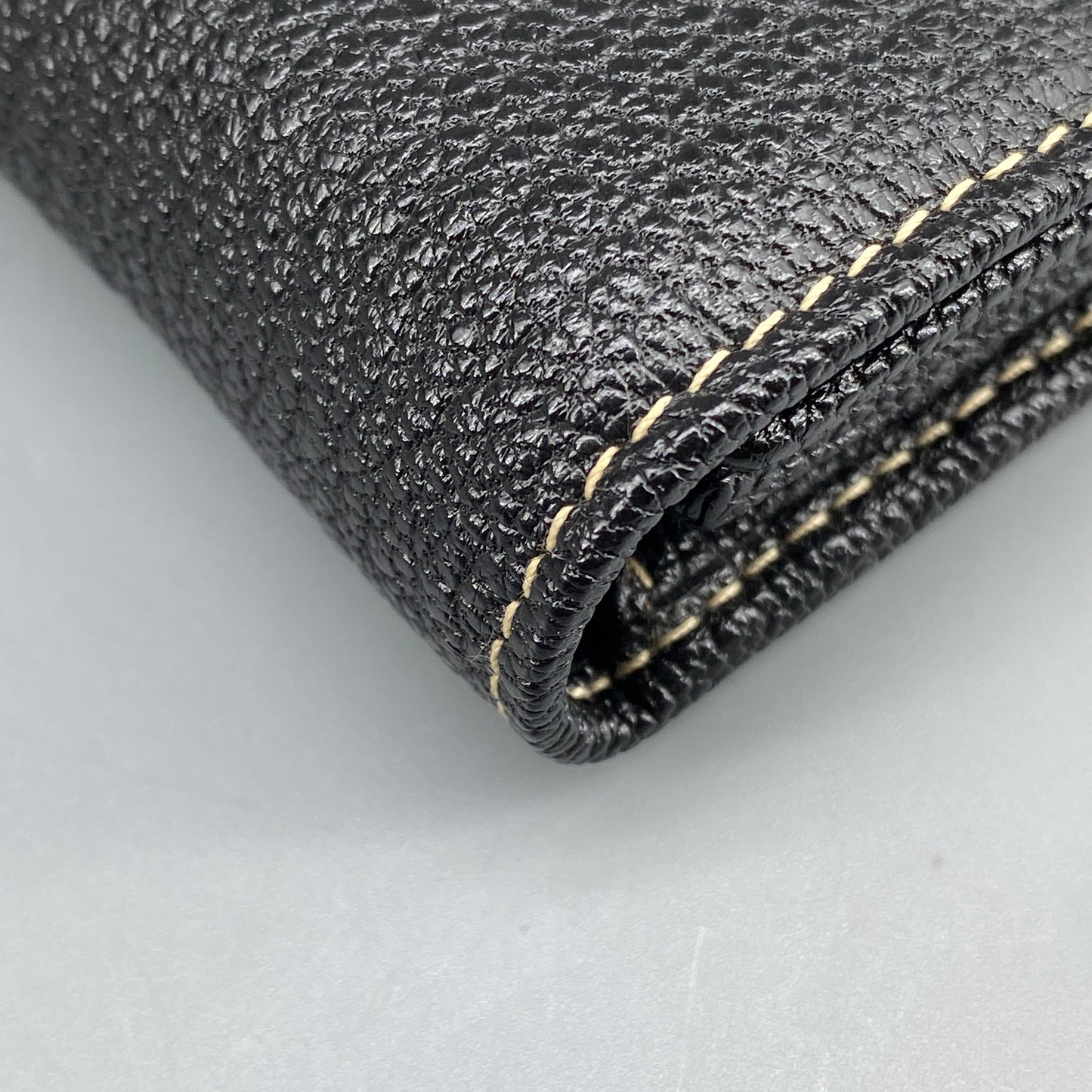 Ferragamo Black Grain Leather Flap Long Wallet