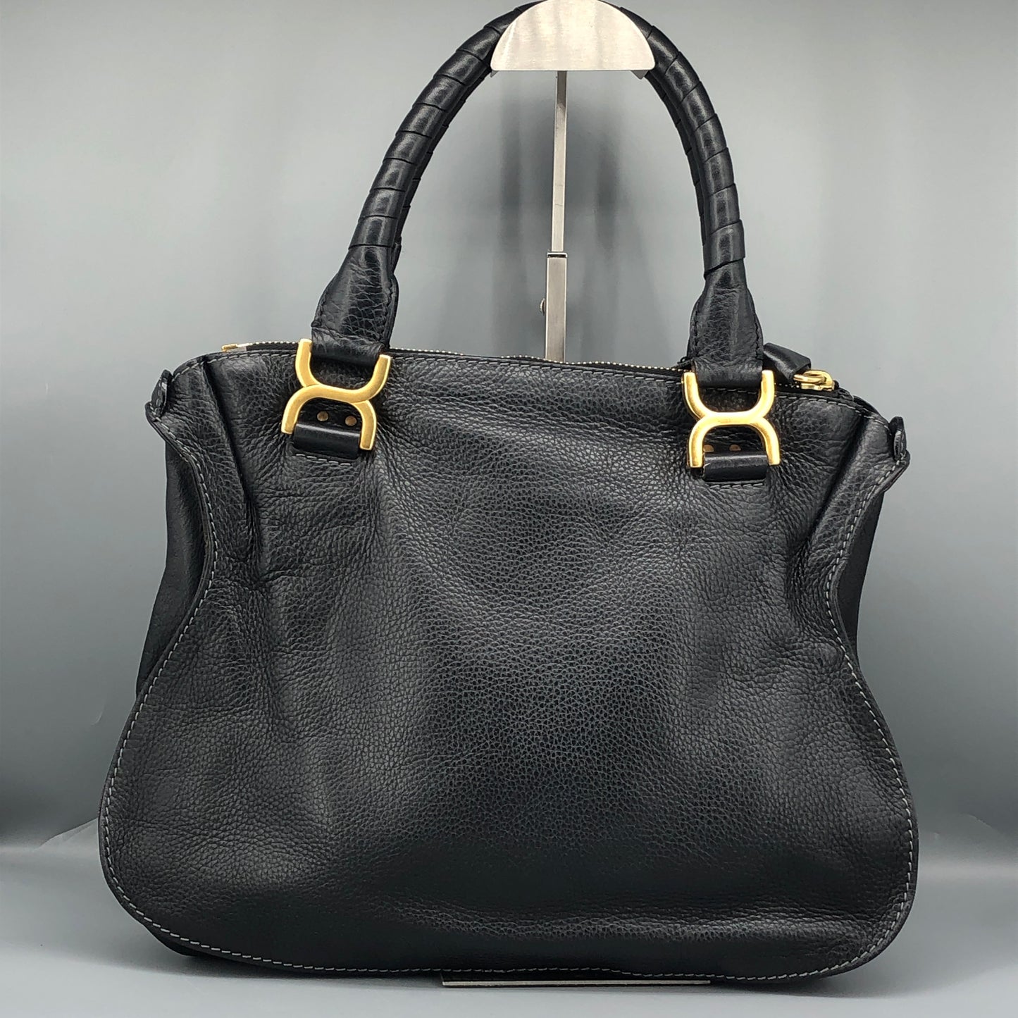 Chloe Black Marcie Large Grain Leather Tote Bag