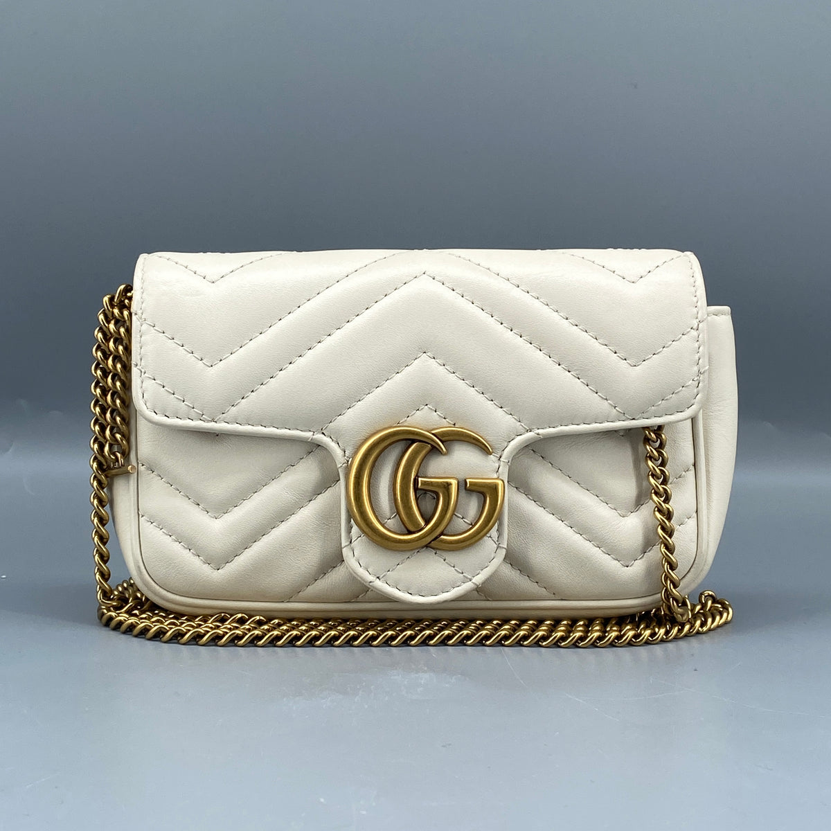 Gucci GG Marmont Super Mini Bag Cream Leather Crossbody Bag