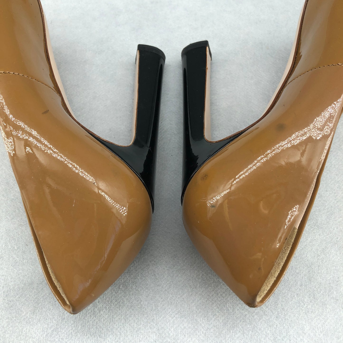 Miu Miu Women's Peep-Toe Patent Leather Pumps 35.5 Caramel
