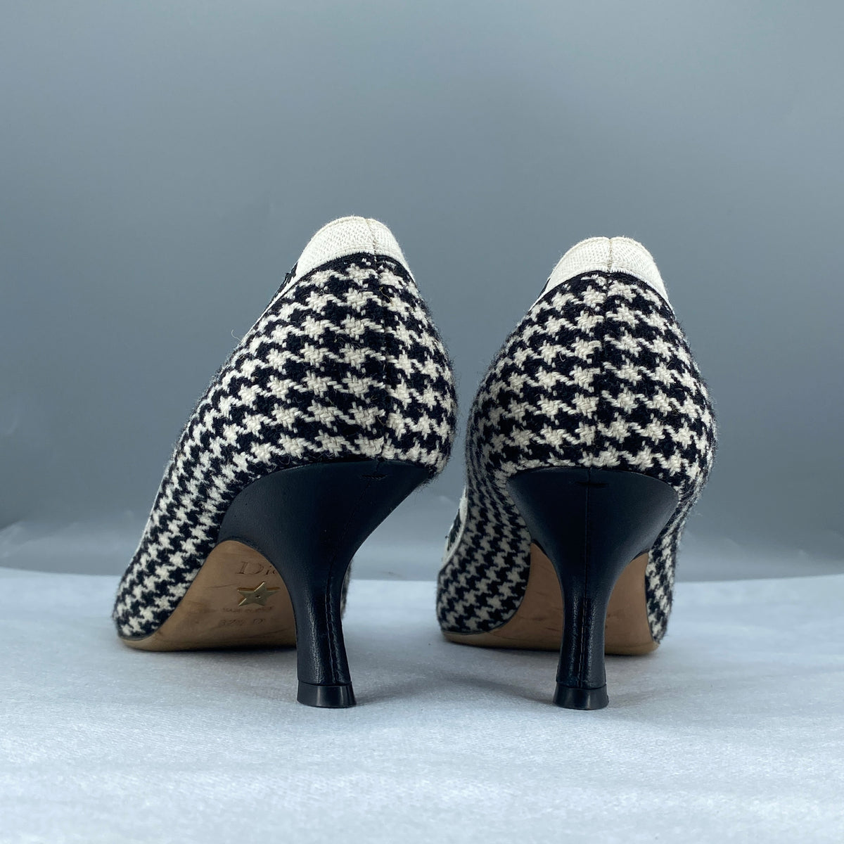 Christian Dior Houndstooth Fabric Pointed Toe High Heel  Size 37.5