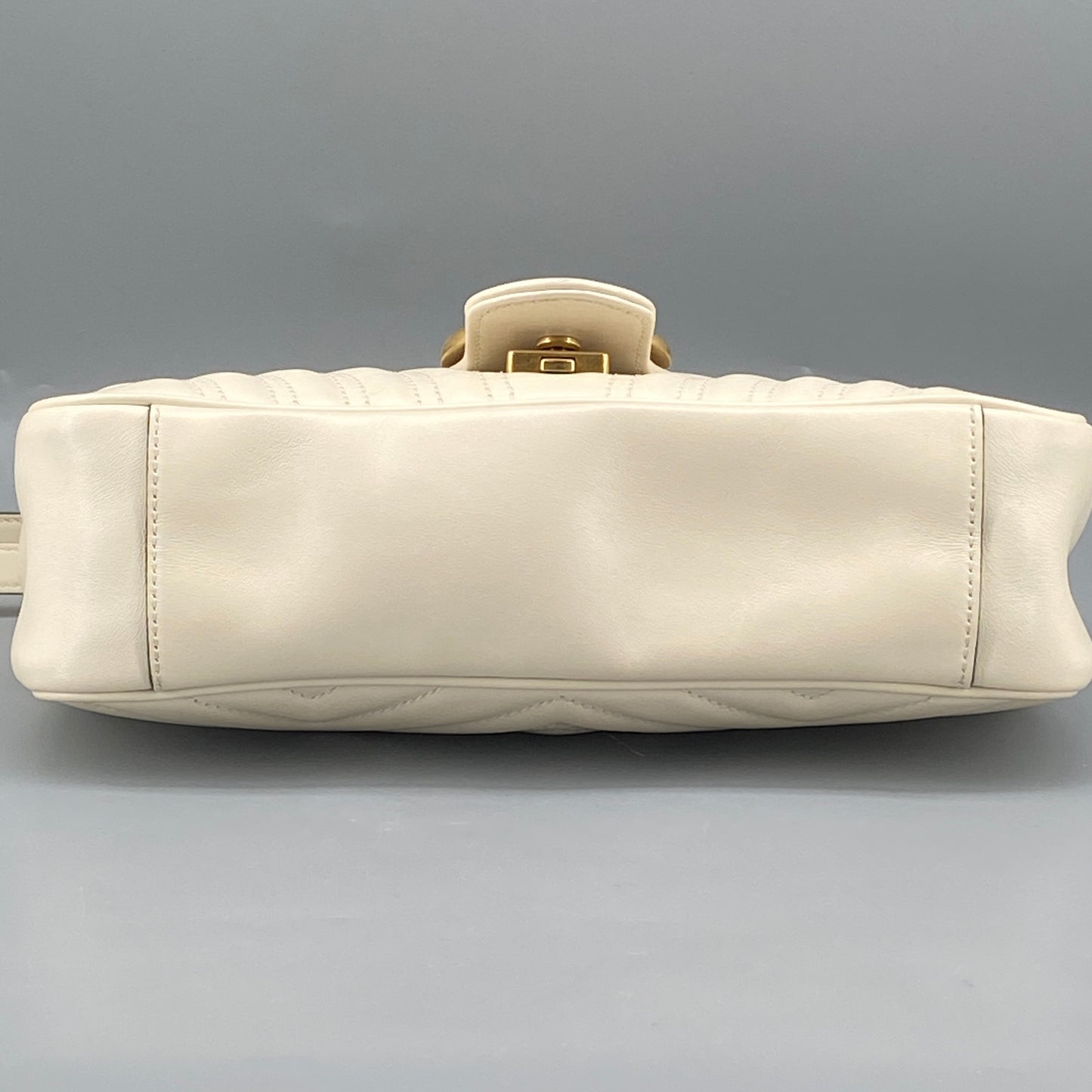 Gucci Cream GG Marmont Chevron Quilted Shoulder Bag