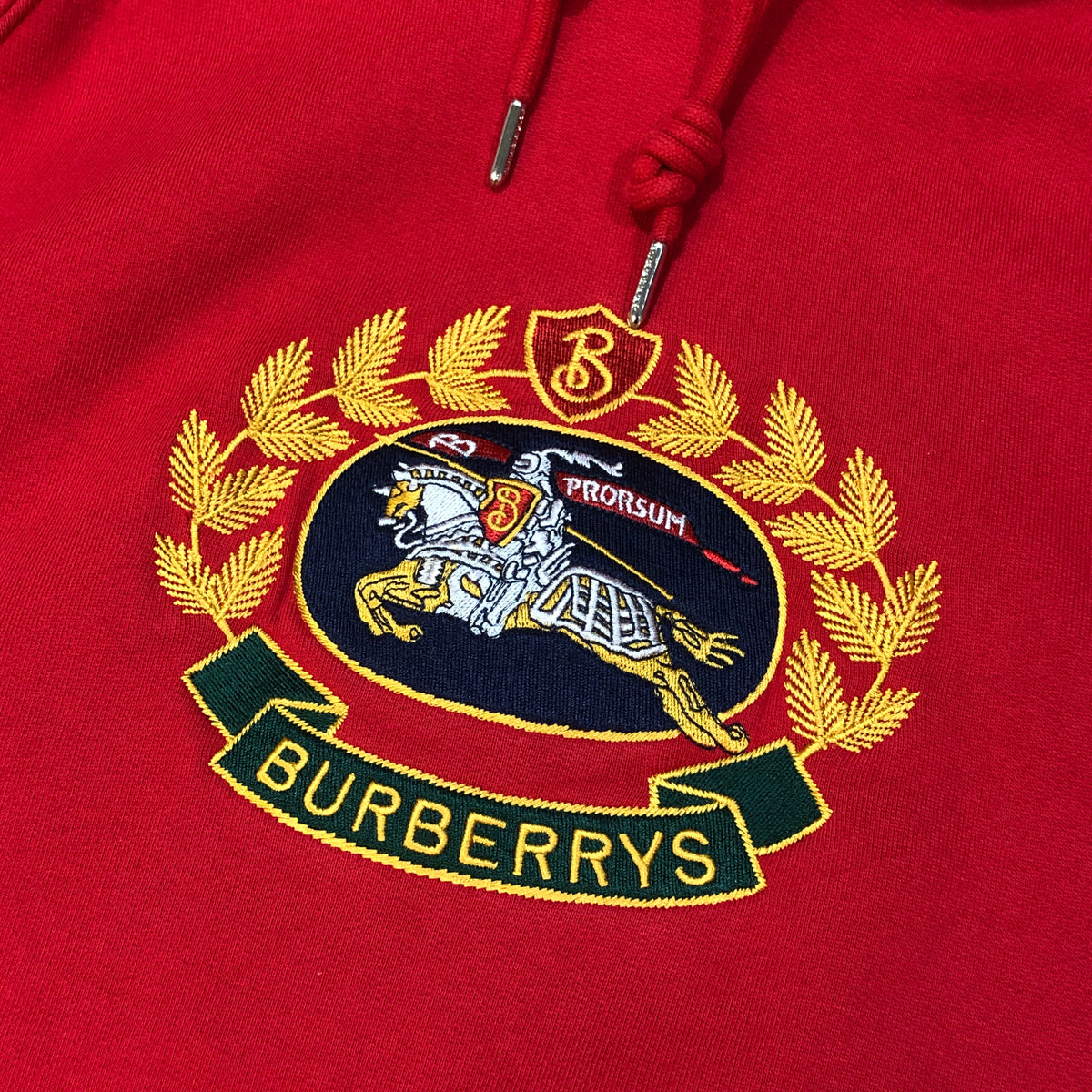 Burberry Red Vintage Crest Logo Hoodie Size M