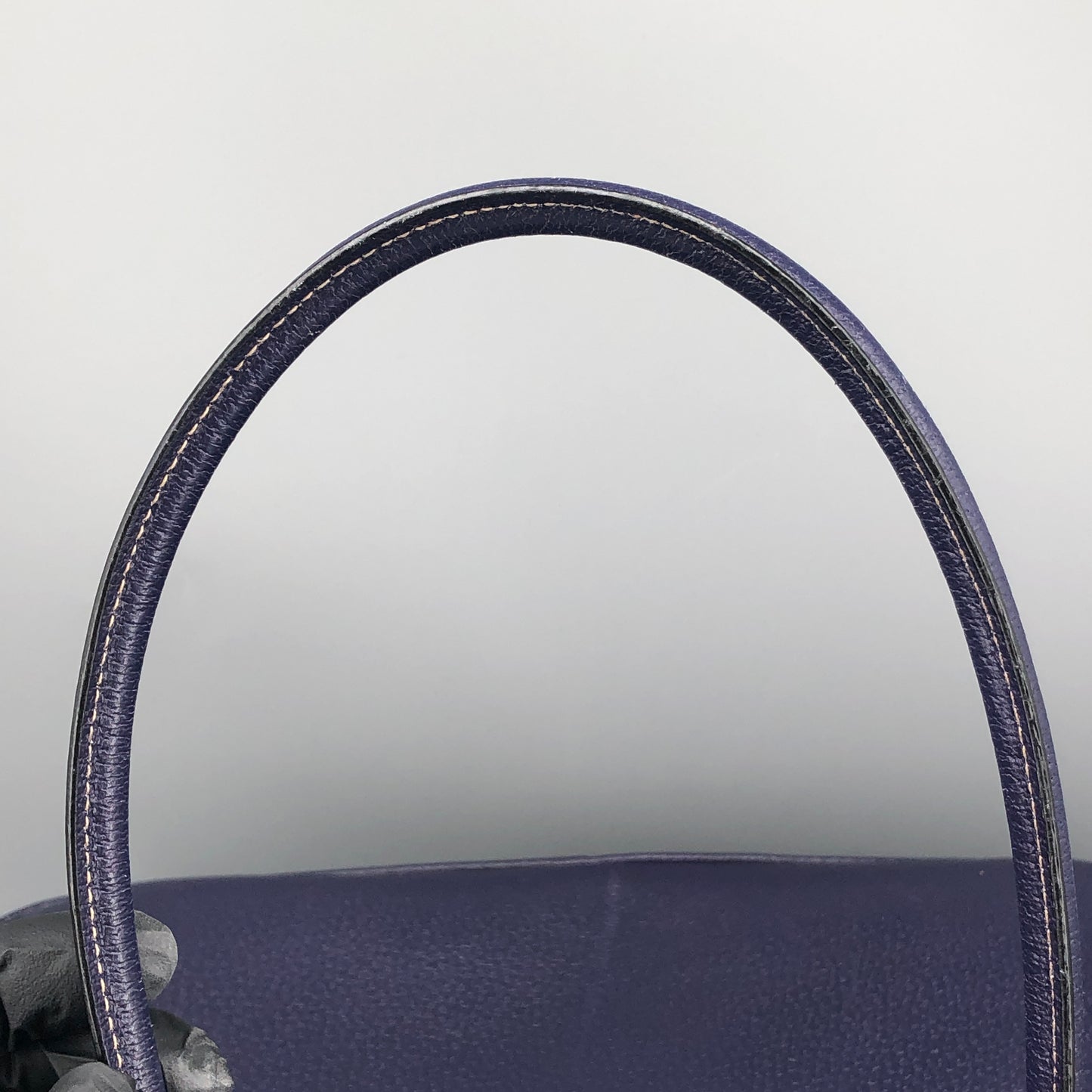 Prada Bauletto Medium Pebbled Leather Handbag  Ink Blue