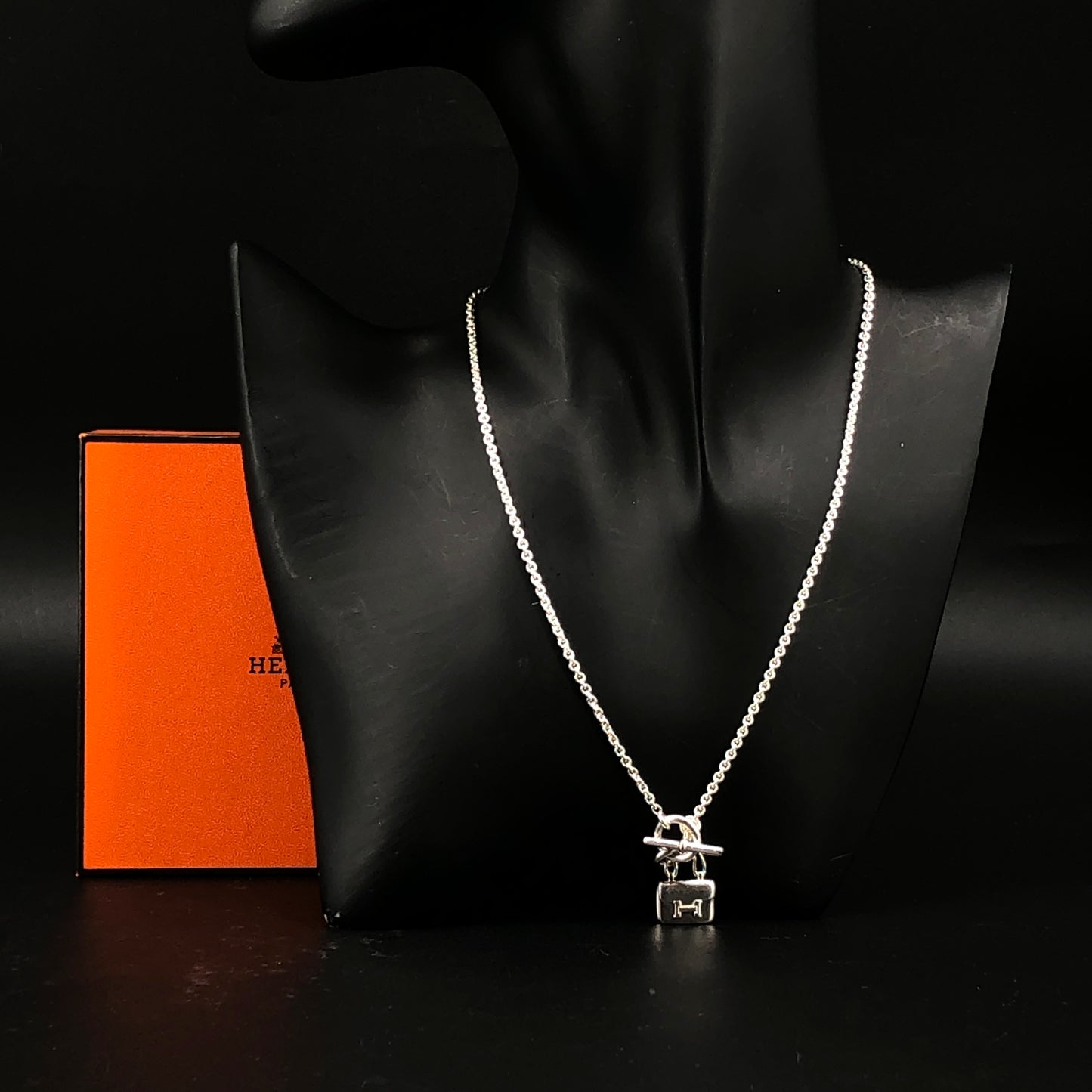 Hermes 925 Silver Mini Kelly Padlock Pendant Necklace