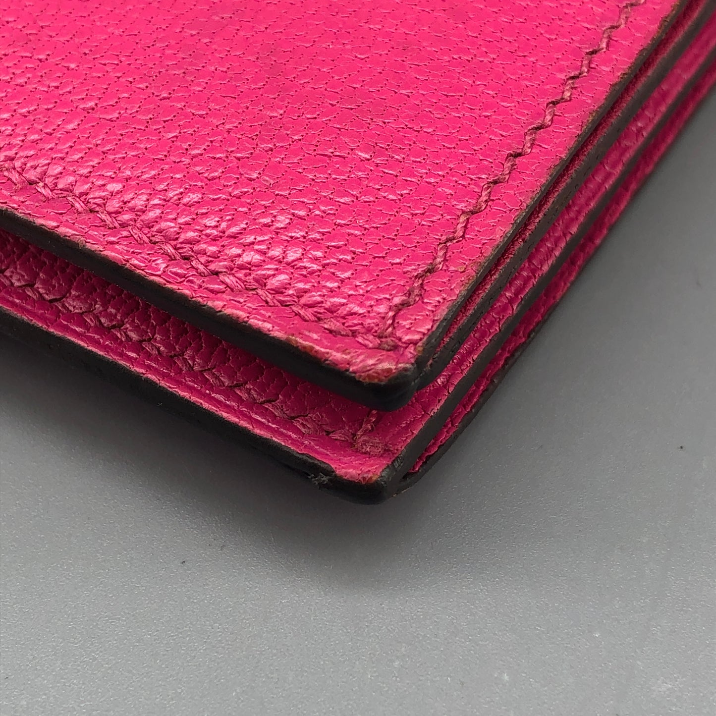 Hermes Bearn Compact Leather Card Holder Wallet Pink