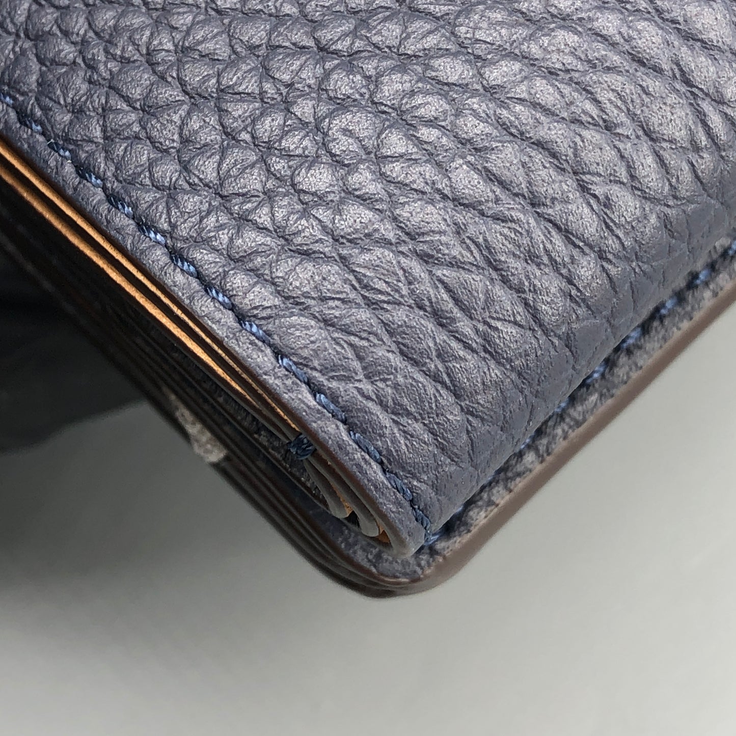 Delvaux Leather Card Holder Wallet Navy