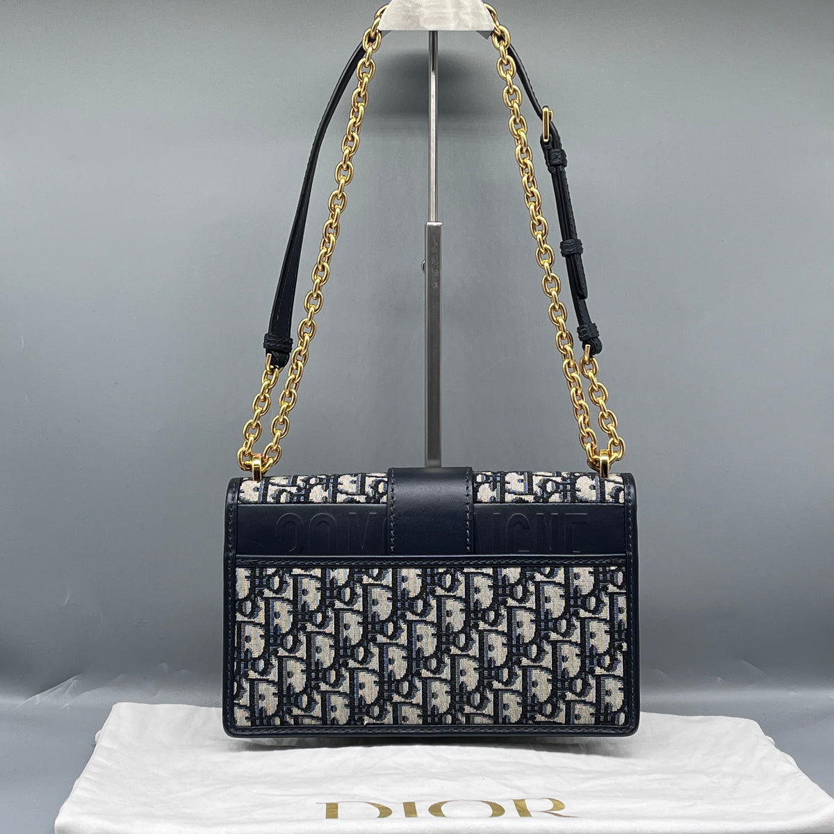 Christian Dior Navy Blue Oblique Jacquard 30 Montaigne Shoulder Bag
