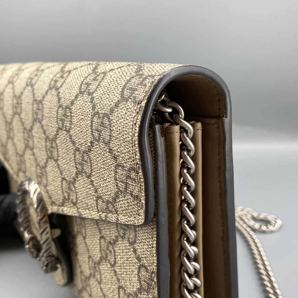 Gucci Beige GG Supreme Dionysus Chain Crossbody Bag