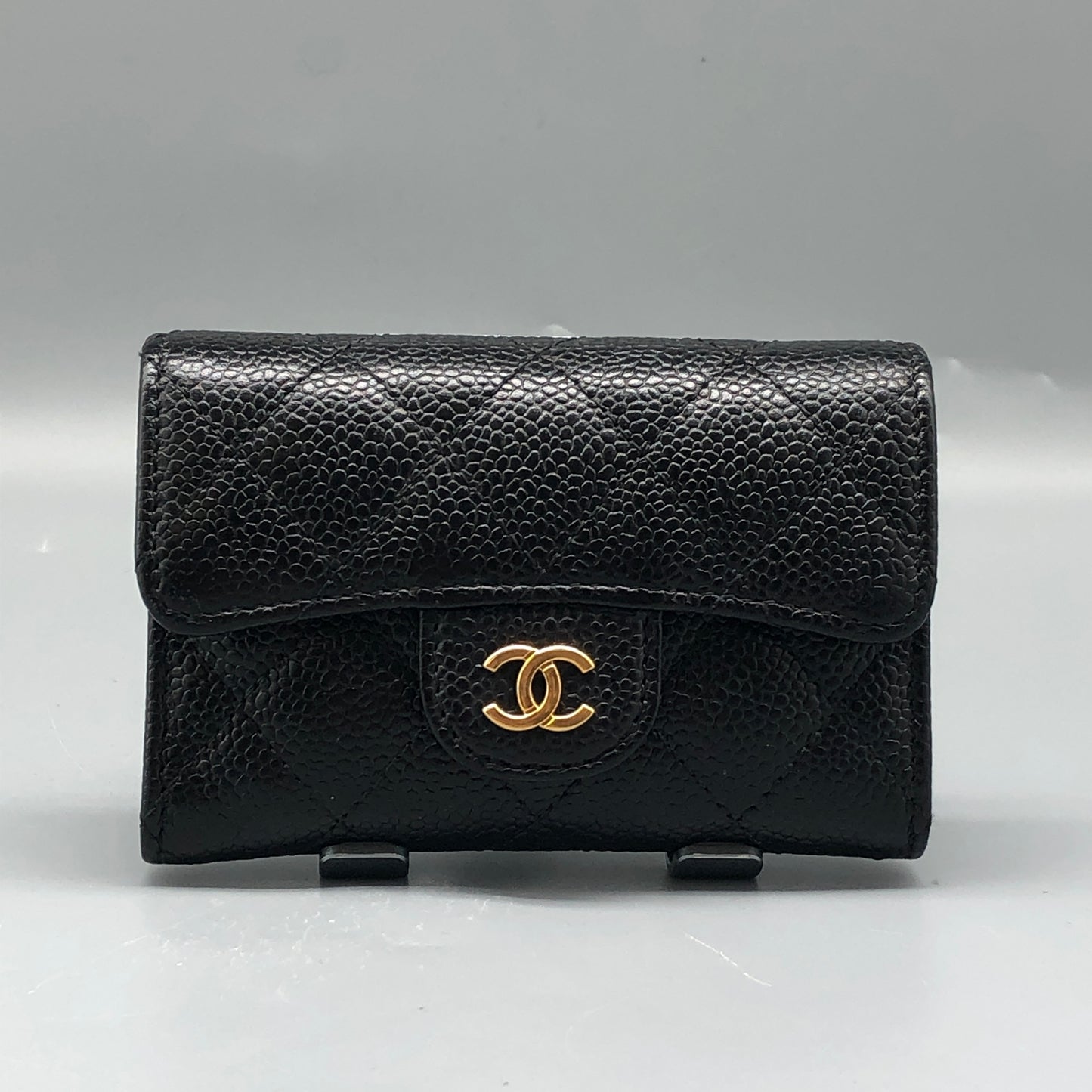 Chanel Classic Caviar Quilted Flap Card Holder Wallet Black