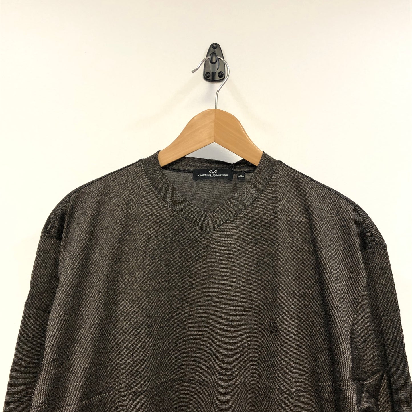 Giovanni Valentino Bark Brown V-neck Short Sleeve Knit T-shirt XL