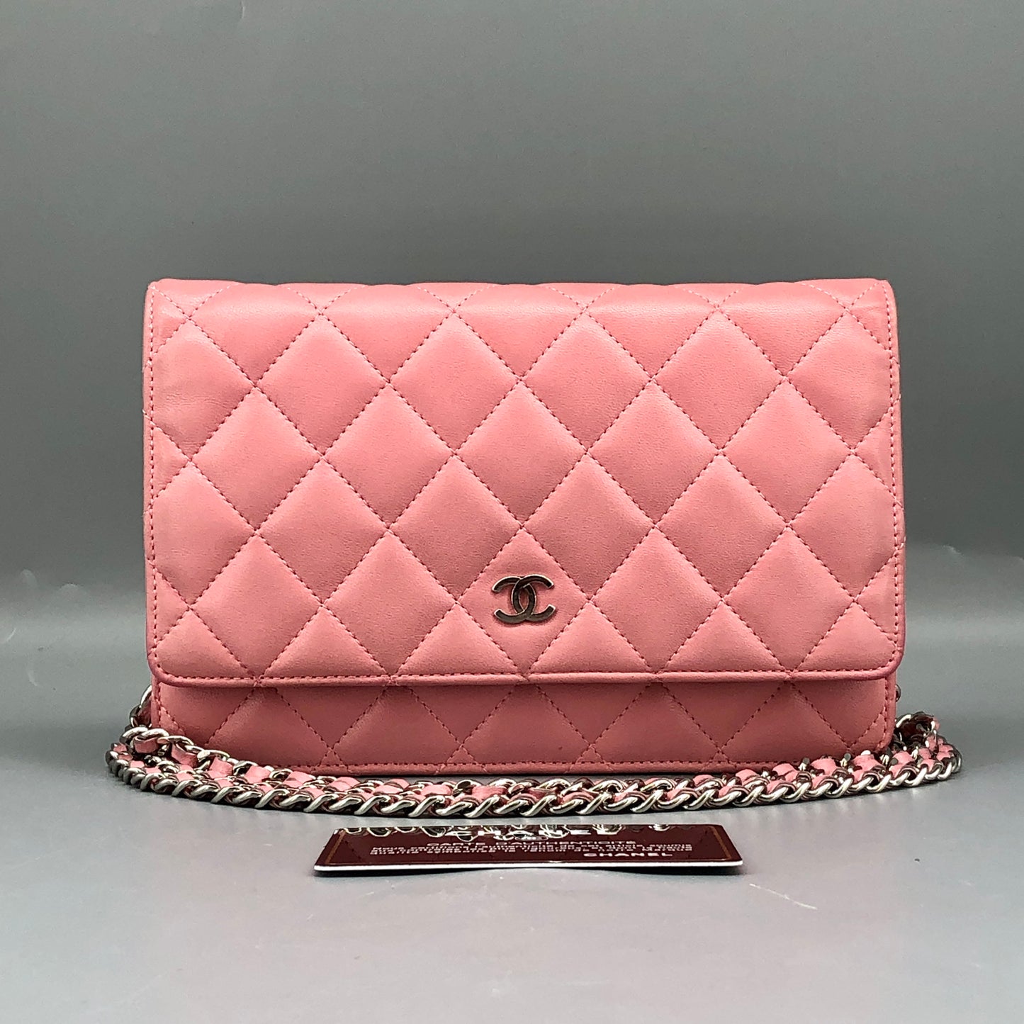 Chanel Light Pink Quilted Leather Wallet on Chain