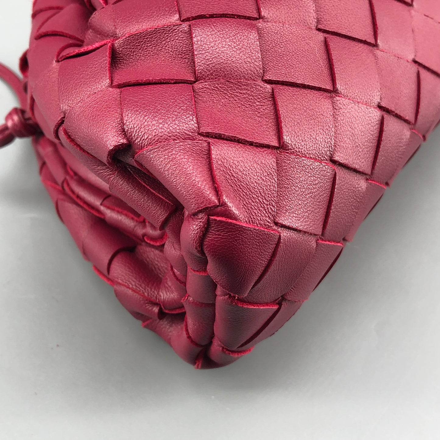Bottega Veneta Wine Red Intrecciato Woven Mini Pouch Crossbody Bag