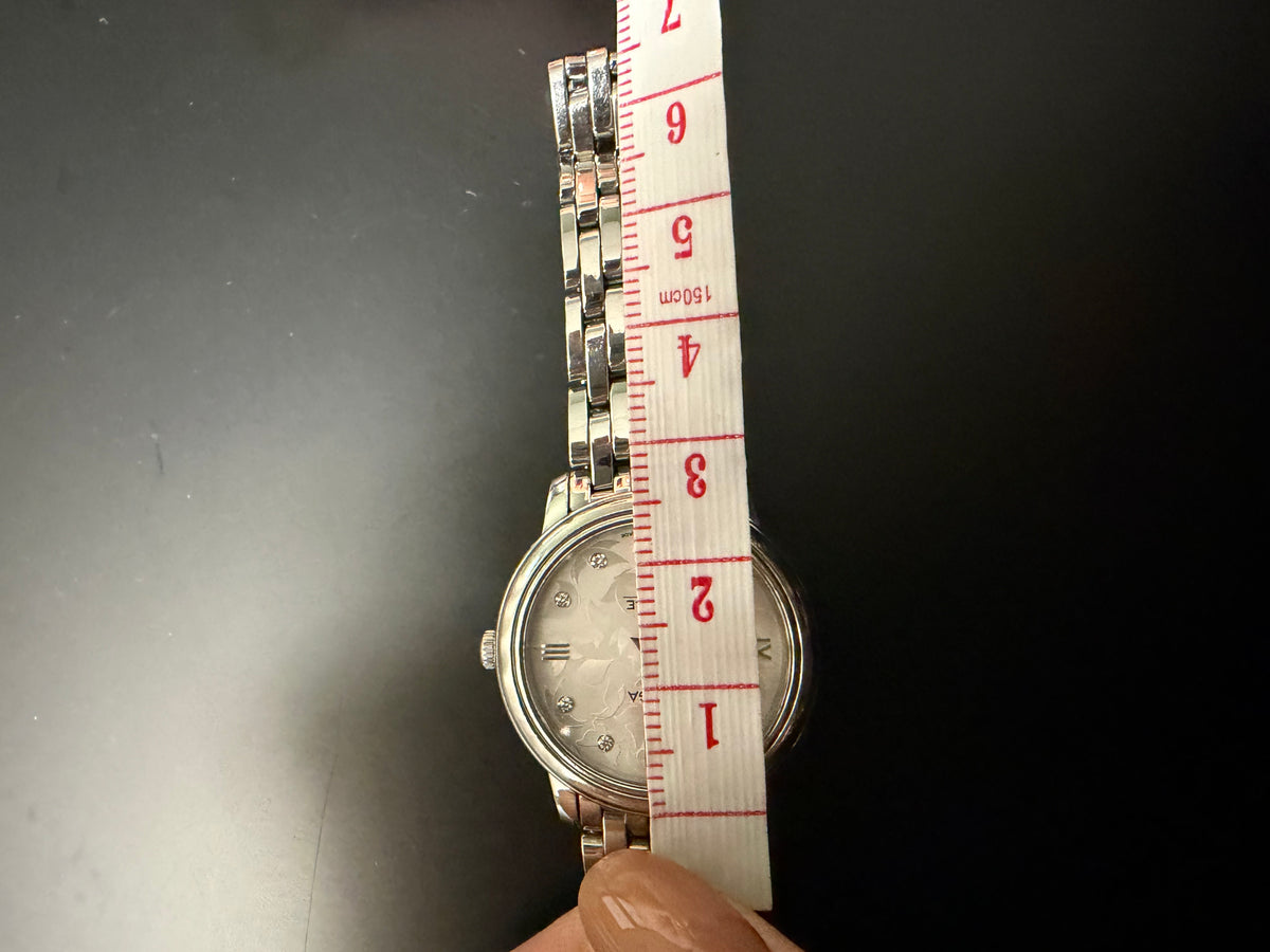 Omega 27mm Stainless Steel Watch With Natural Diamonds