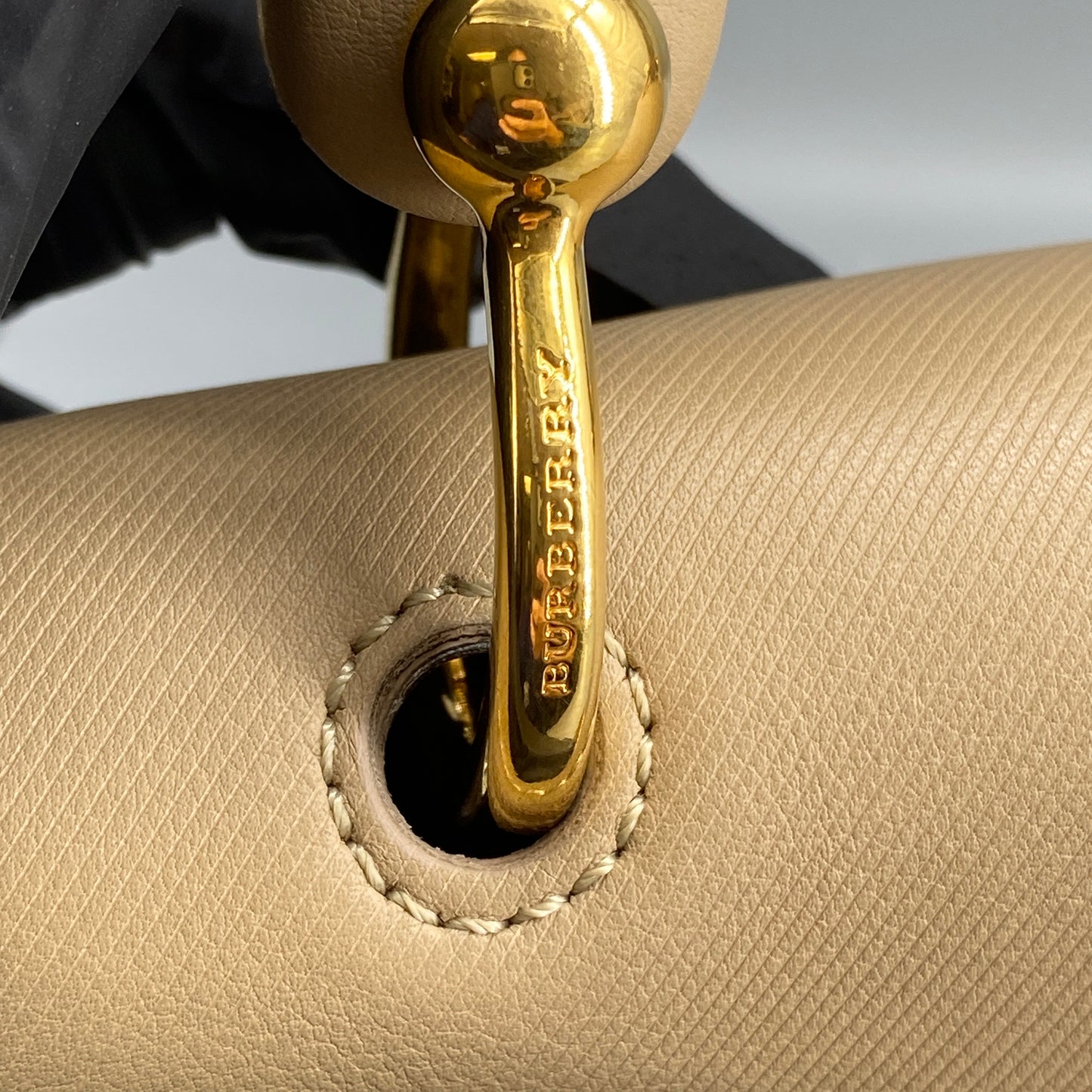Burberry Beige Leather Top Handle Crossbody Bag