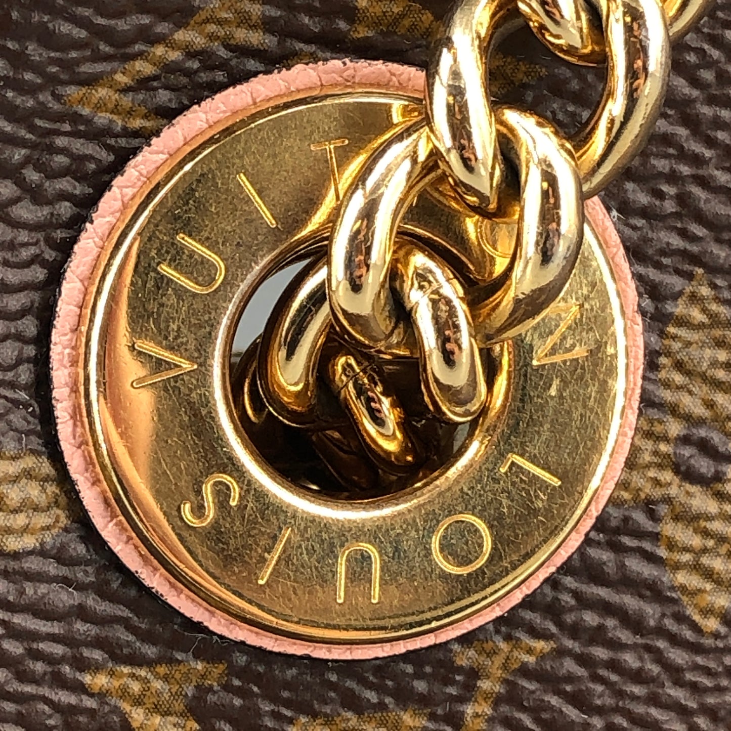 Louis Vuitton Brown Monogram & Pink Leather Chain Shoulder Bag
