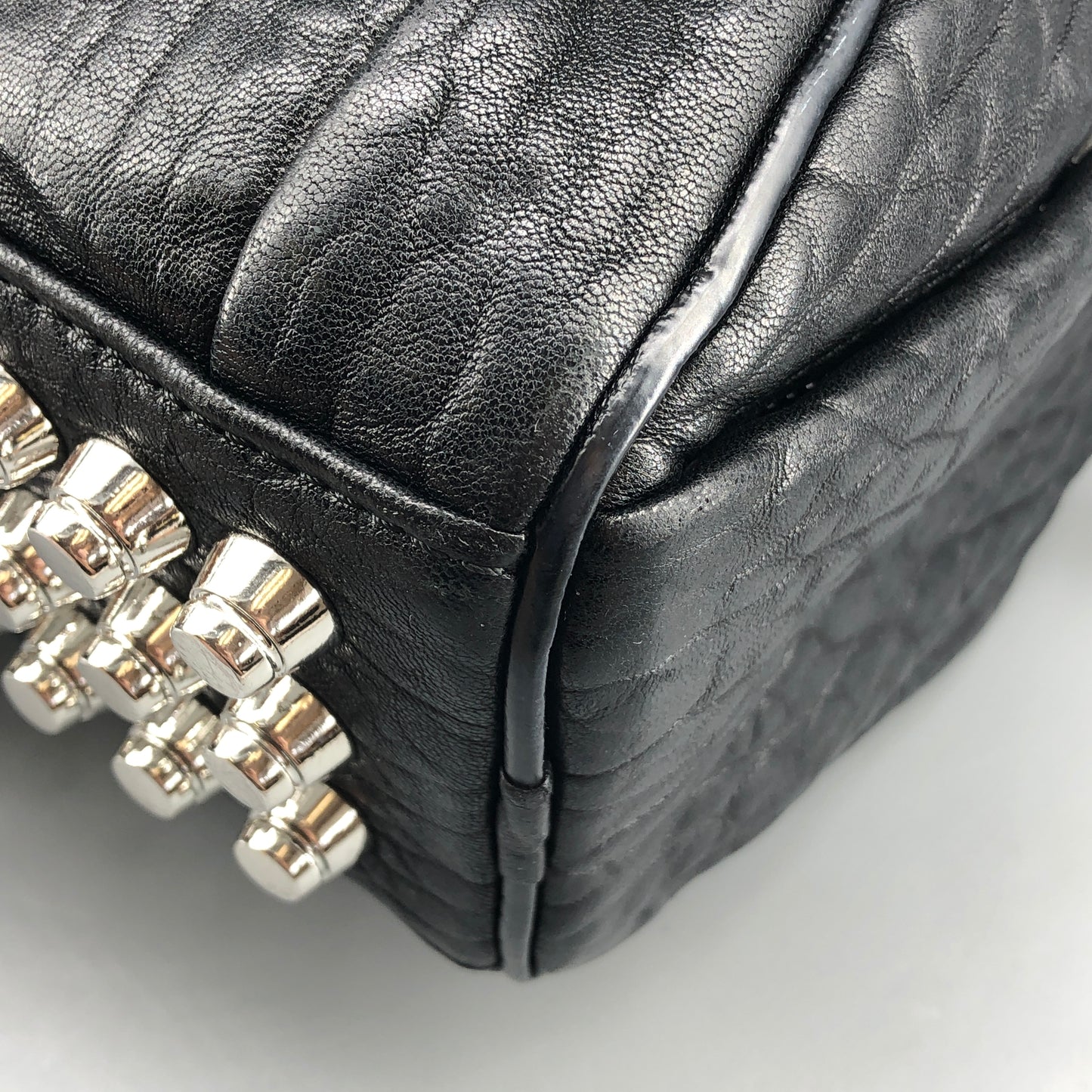 Alexander Wang Ruched Leather Studded Boston Bag Black