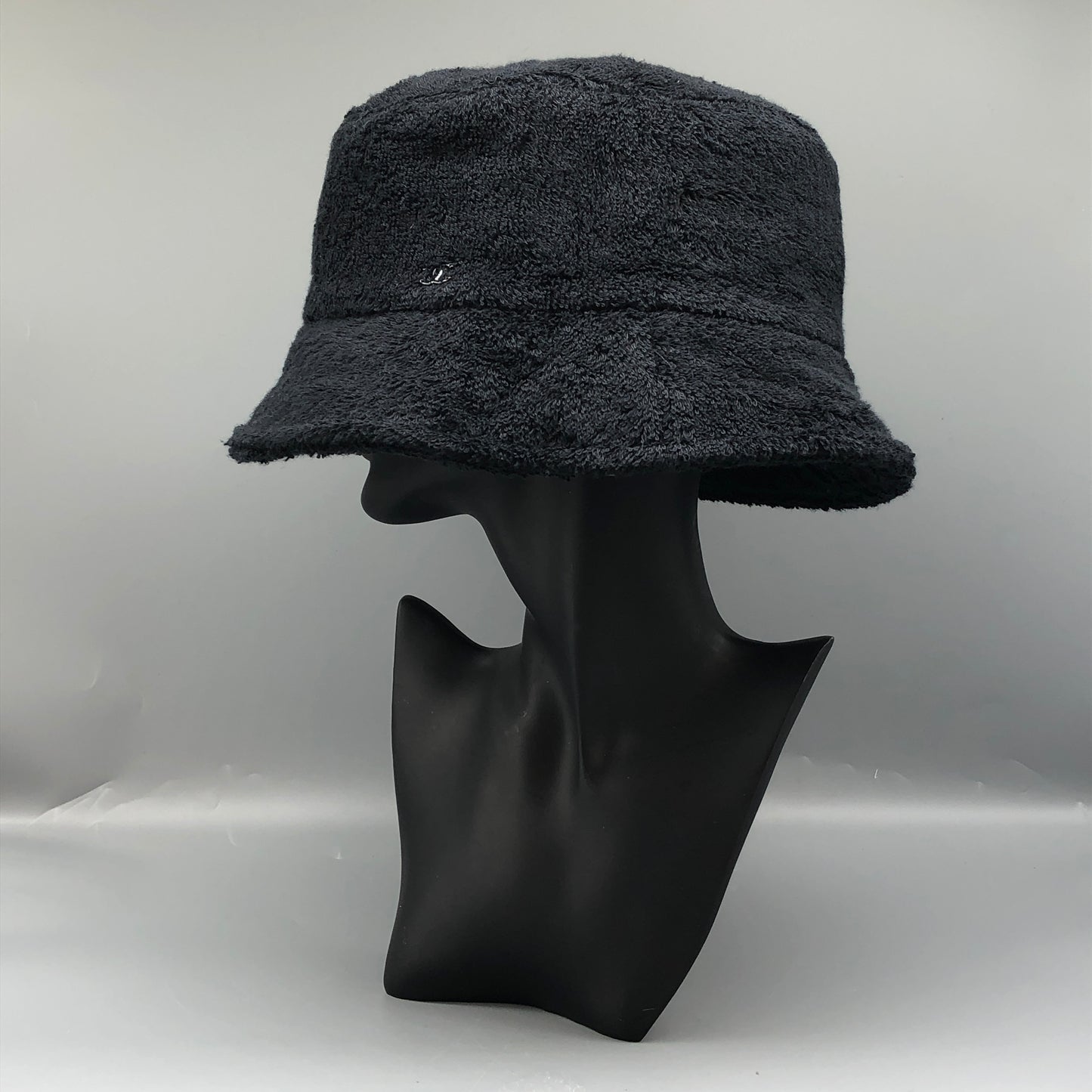 Chanel Black Textured Bucket Hat Size M 57cm