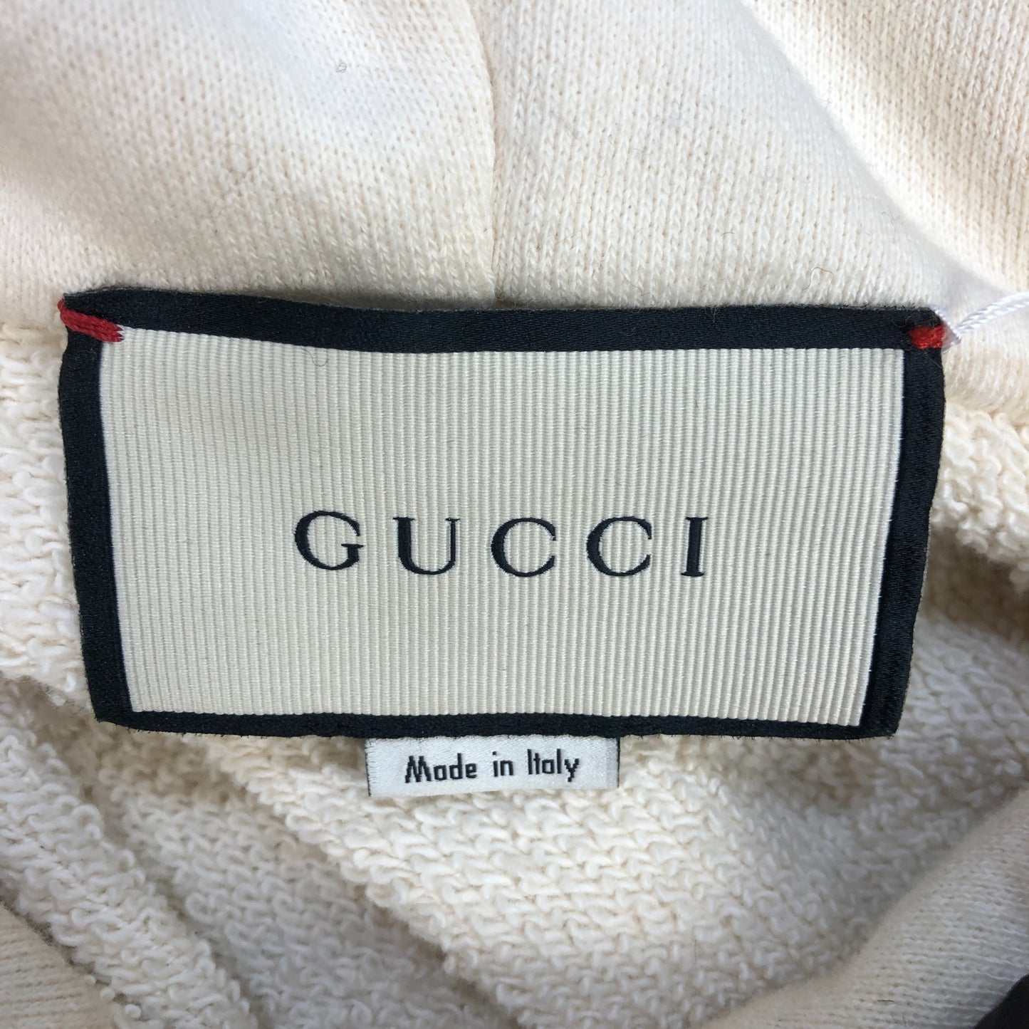 Gucci Interlocking G Logo Distressed Hoodie Size M Cream