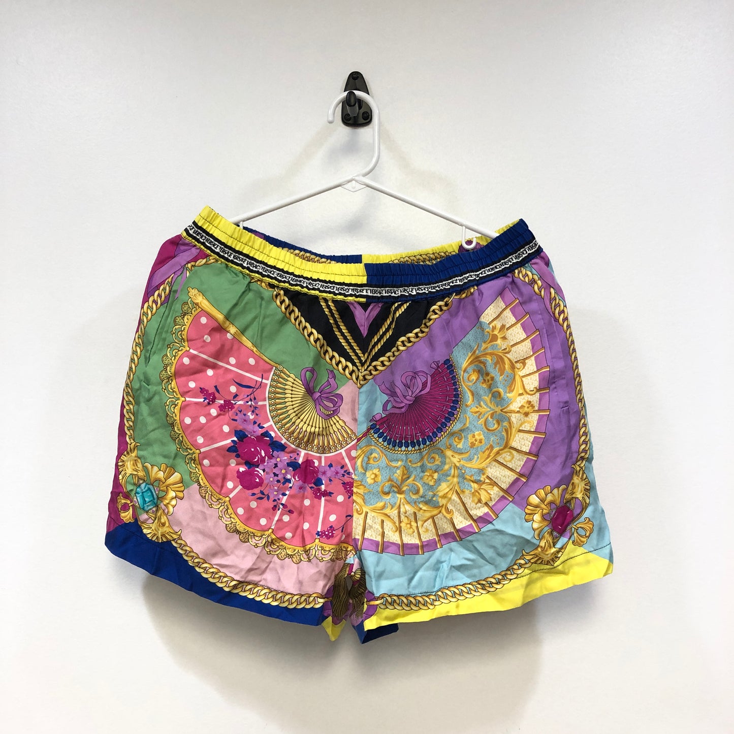 Versace Multicolor Barocco Print Silk Shorts Size 46