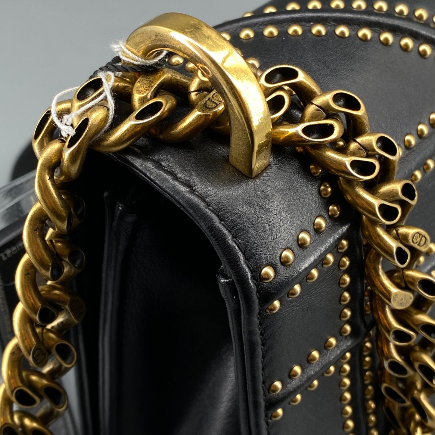 Christian Dior Gold Stud Detail Black Calfskin Diorama Flap Shoulder Bag