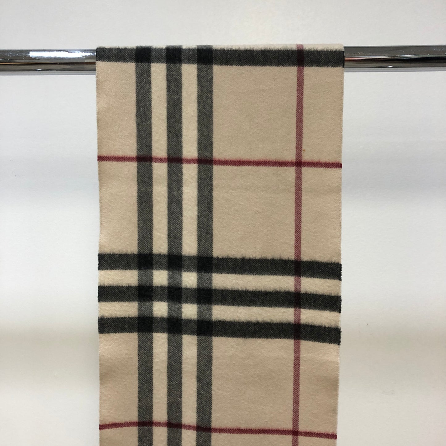 Burberry Beige Black Red Nova Check Cashmere Scarf 162×30cm