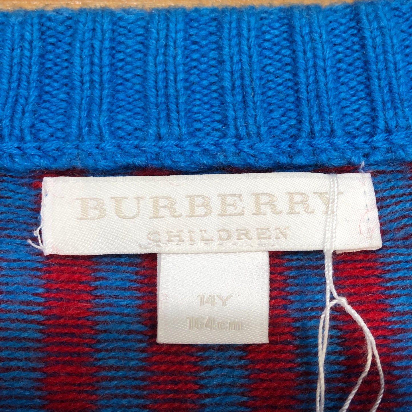 Burberry Multi-Color Check Knit Crew Neck Sweater Size 14Y (Fit Height 164cm)