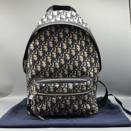 Christian Dior Oblique Galaxy Canvas Backpack Grey/Navy/Black