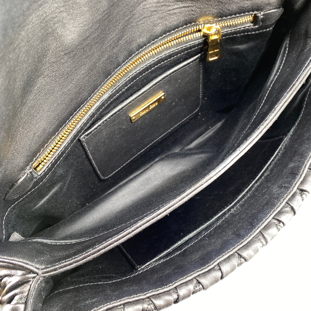 Miu Miu Matelasse Leather Crossbody Bag Black