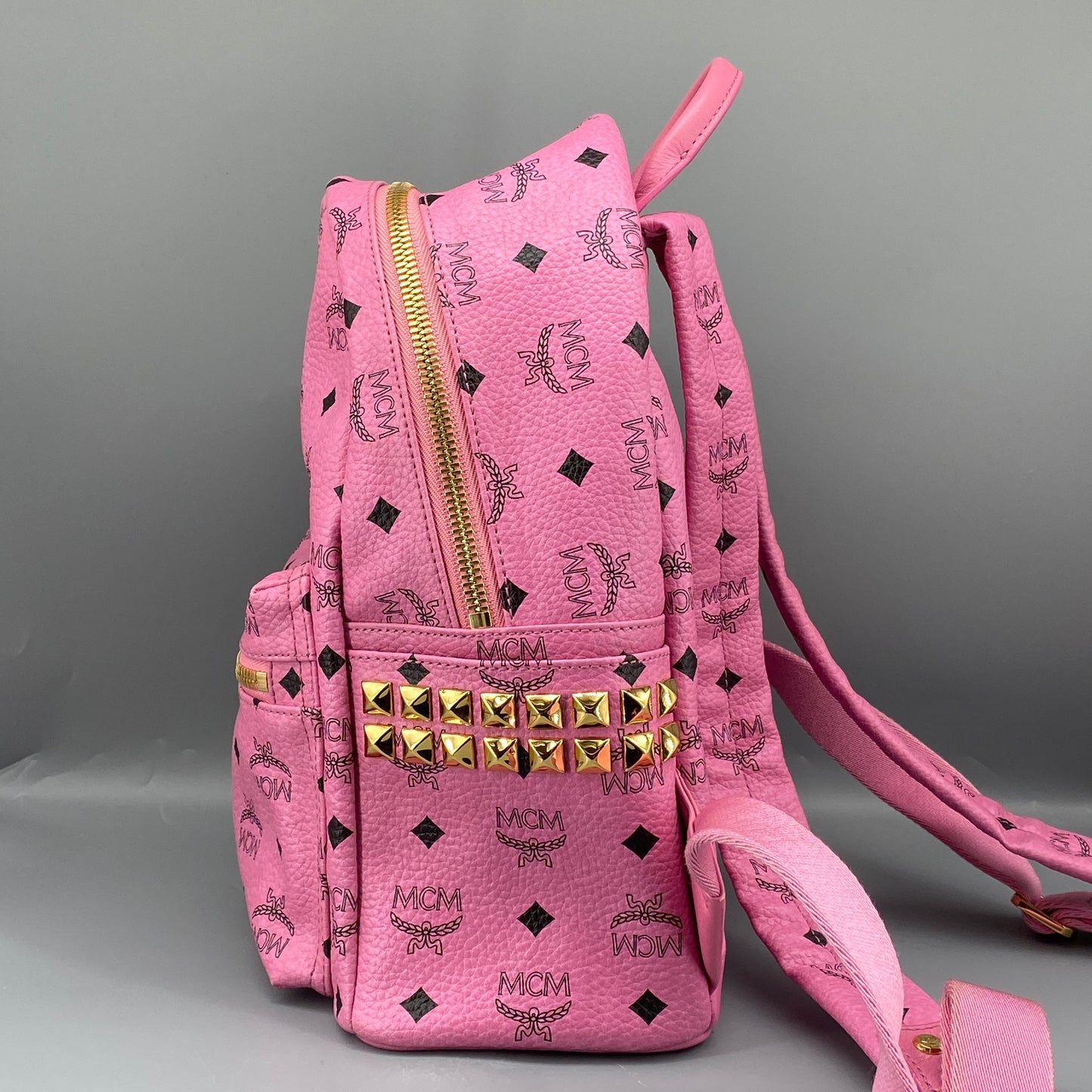 MCM Pink Visetos Print Backpack