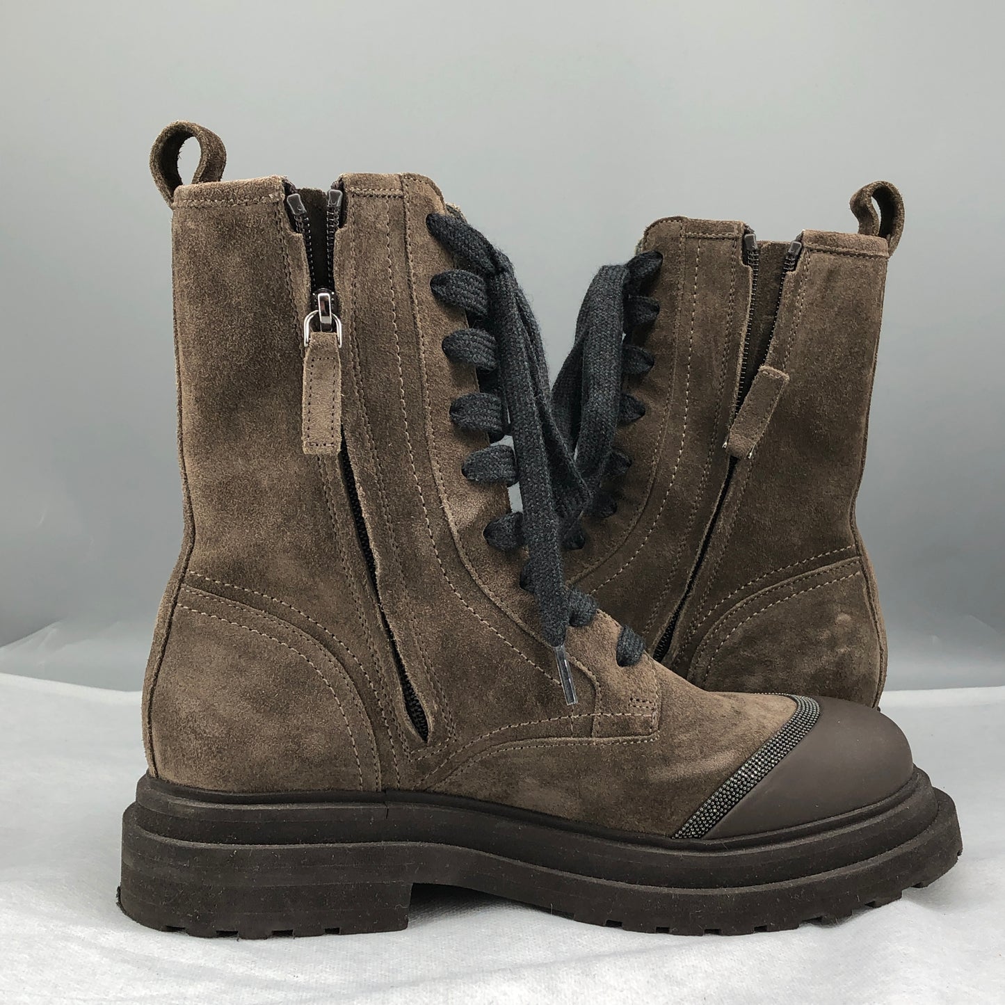 Brunello Cucinelli Suede Combat Boots 36.5 Brown