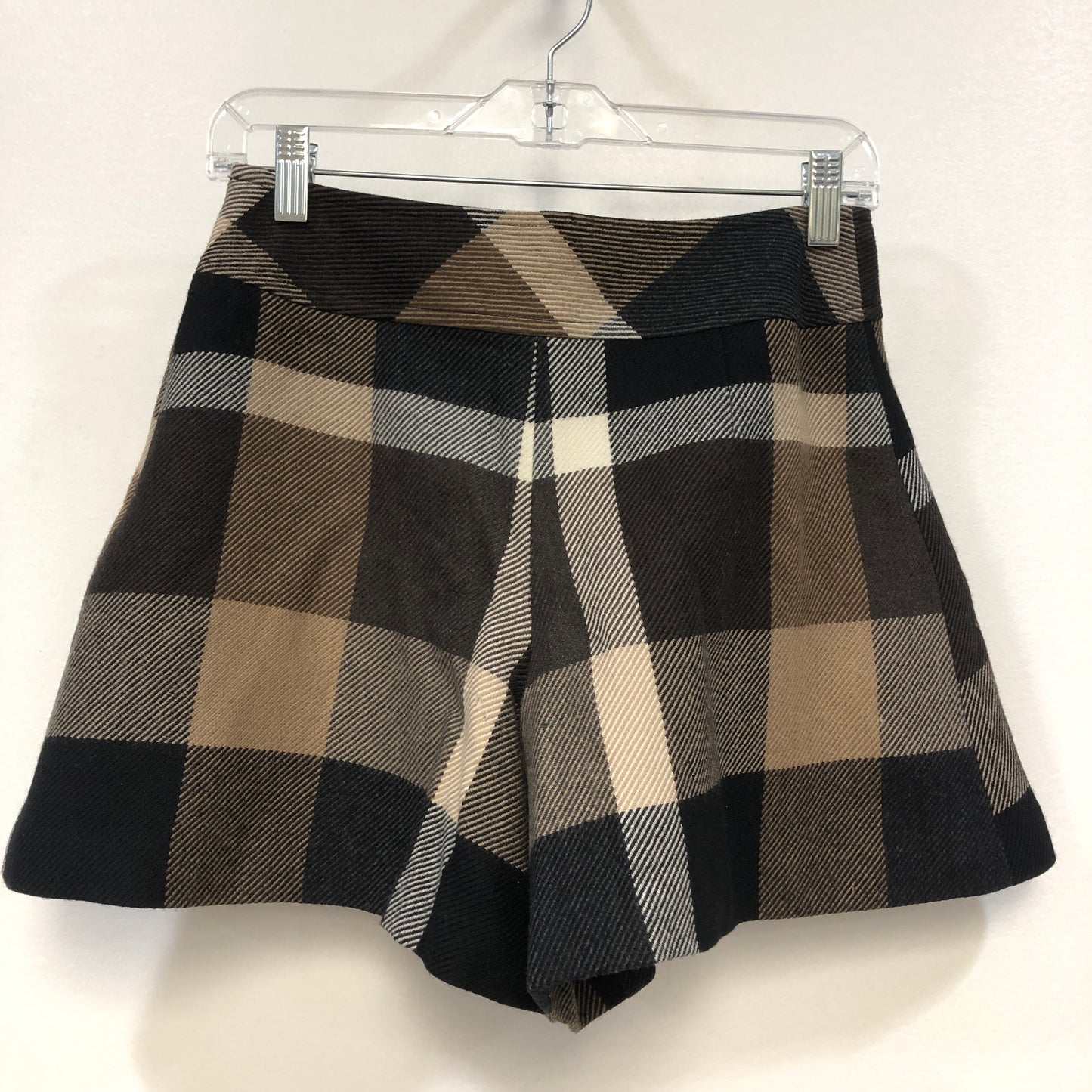 Burberry Blue Label Vintage Check Wool Pleated Shorts Size 38 Black/White/Brown