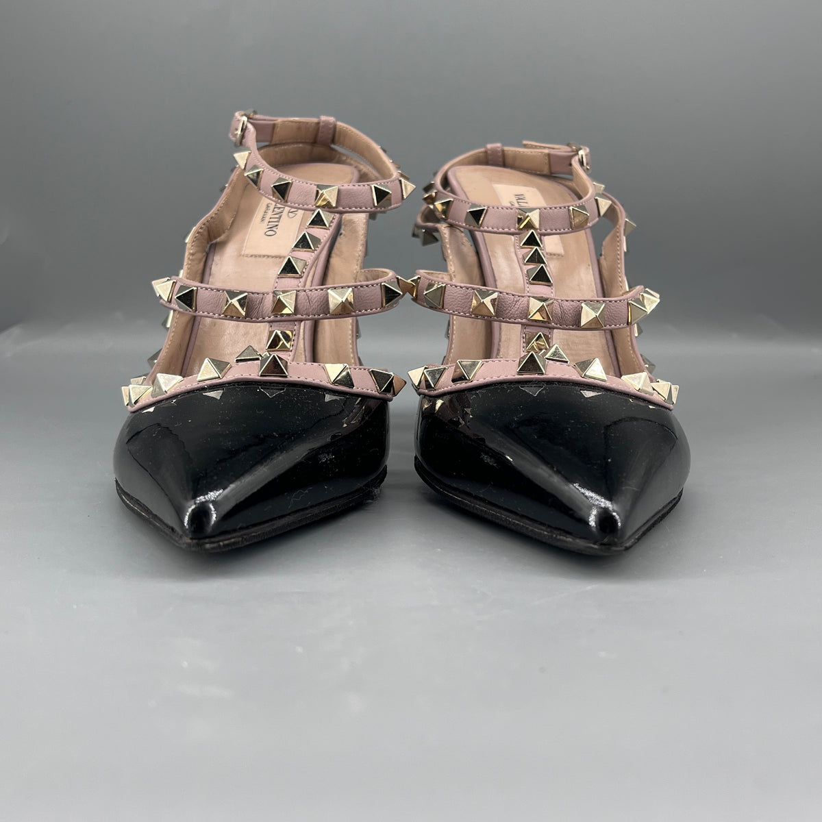 Valentino Women Leather Rockstud Pointed Slingback Heels size 40.5