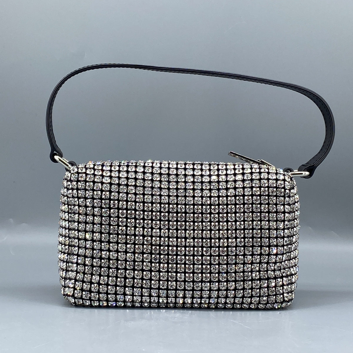 Alexander Wang Mesh Crystal Rhinestone Mini Heiress Pouch Black Silver