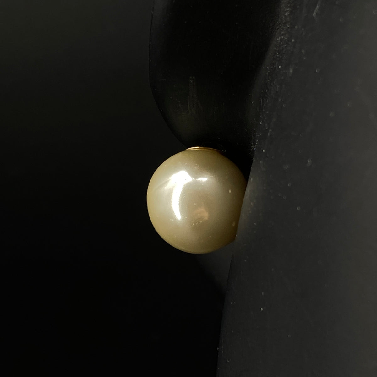 Christian Dior Gold Tone Double Pearl Stud Earrings