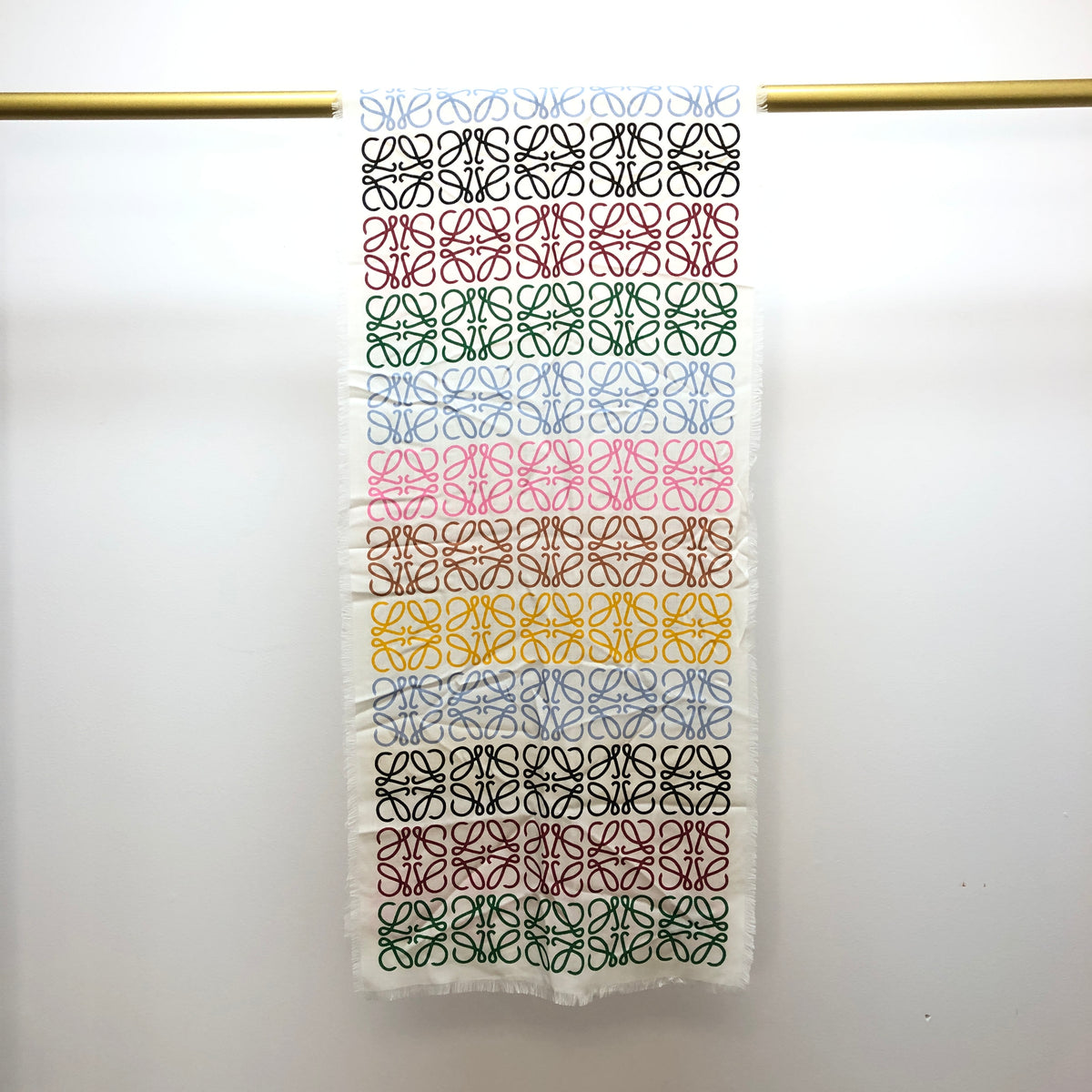 Loewe Beige Multi-Color Anagram Logo Scarf 194*42 cm