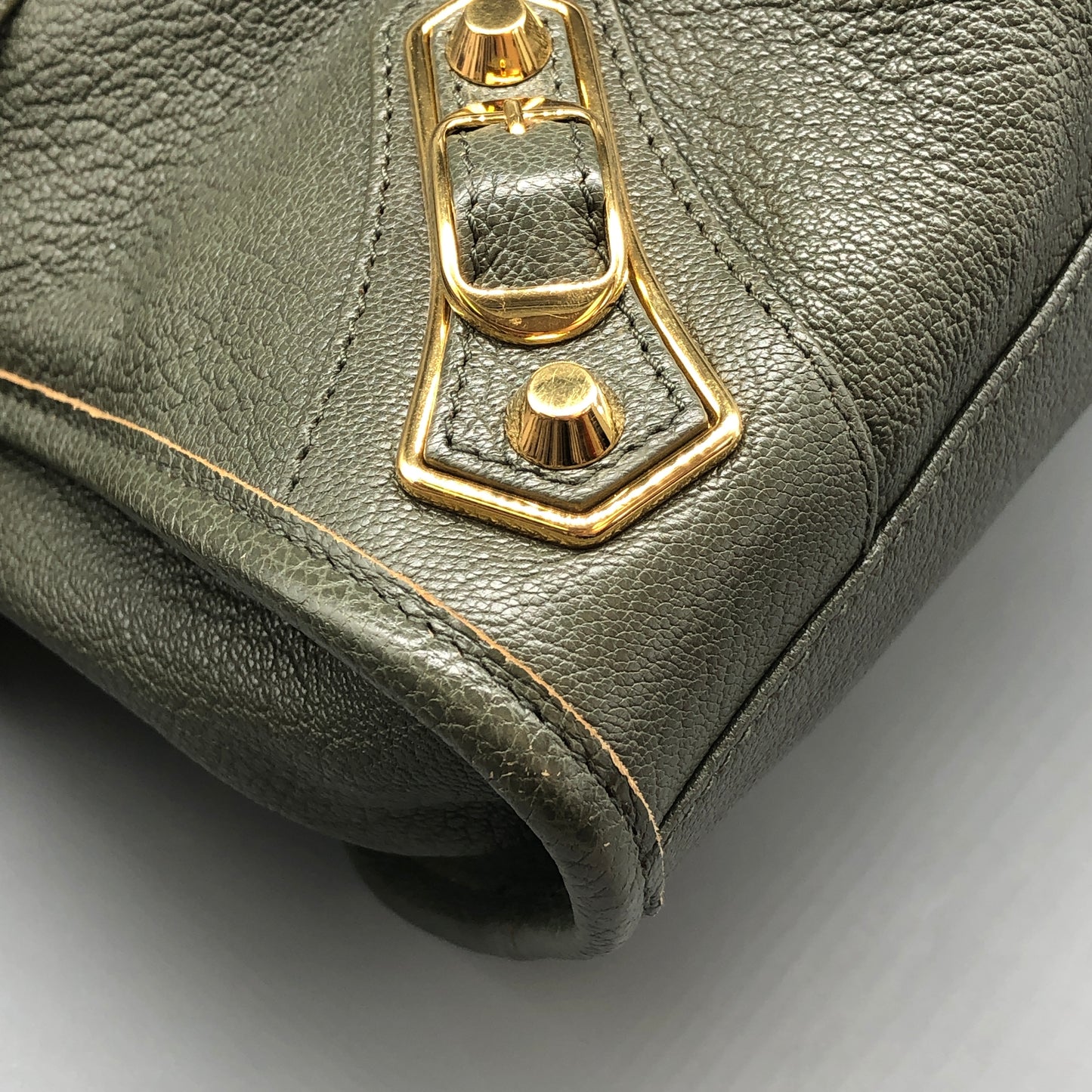 Balenciaga Classic Metallic Edge City Bag Olive Leather Handbag