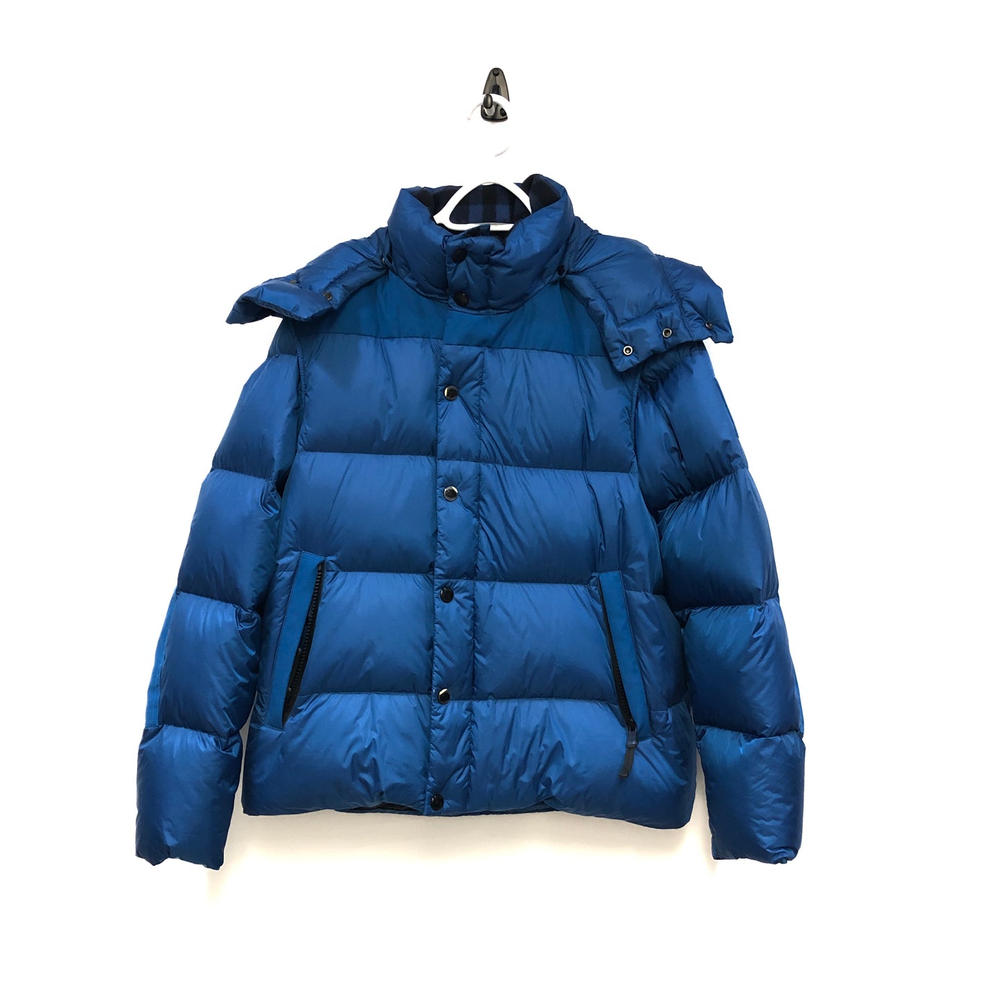 Burberry Bright Blue Detachable Hood Quilted Puffer Down Jacket Size S