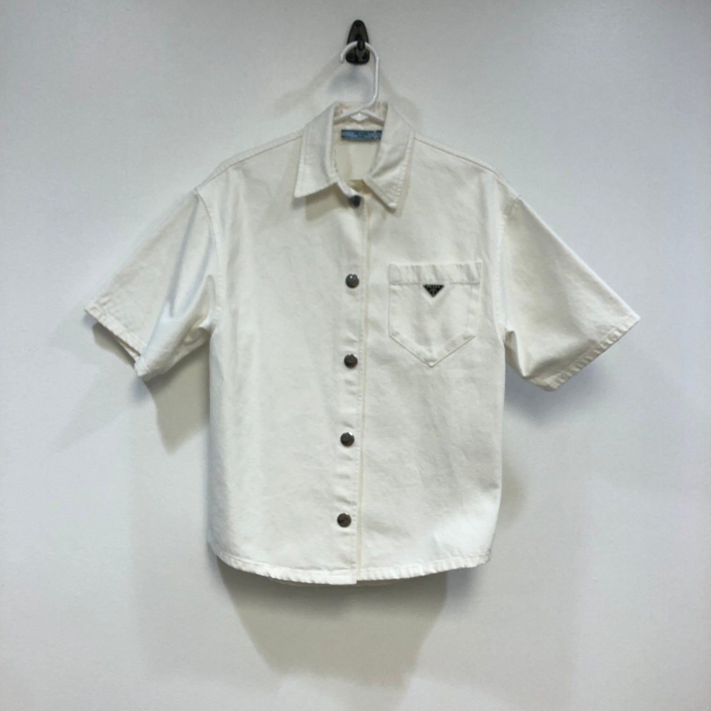 Prada White Short-Sleeve Cotton Shirt Size 36