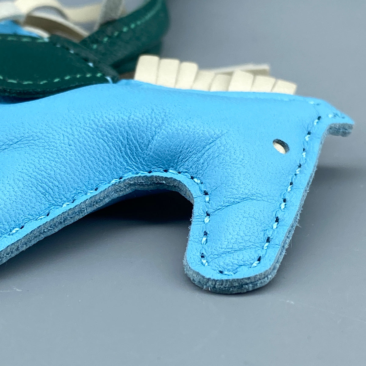 Hermes Rodeo Small Horse Bag Charm Light Blue & Green Leather