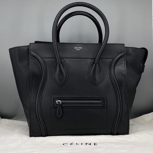 Celine Black Leather Mini Luggage Tote Bag