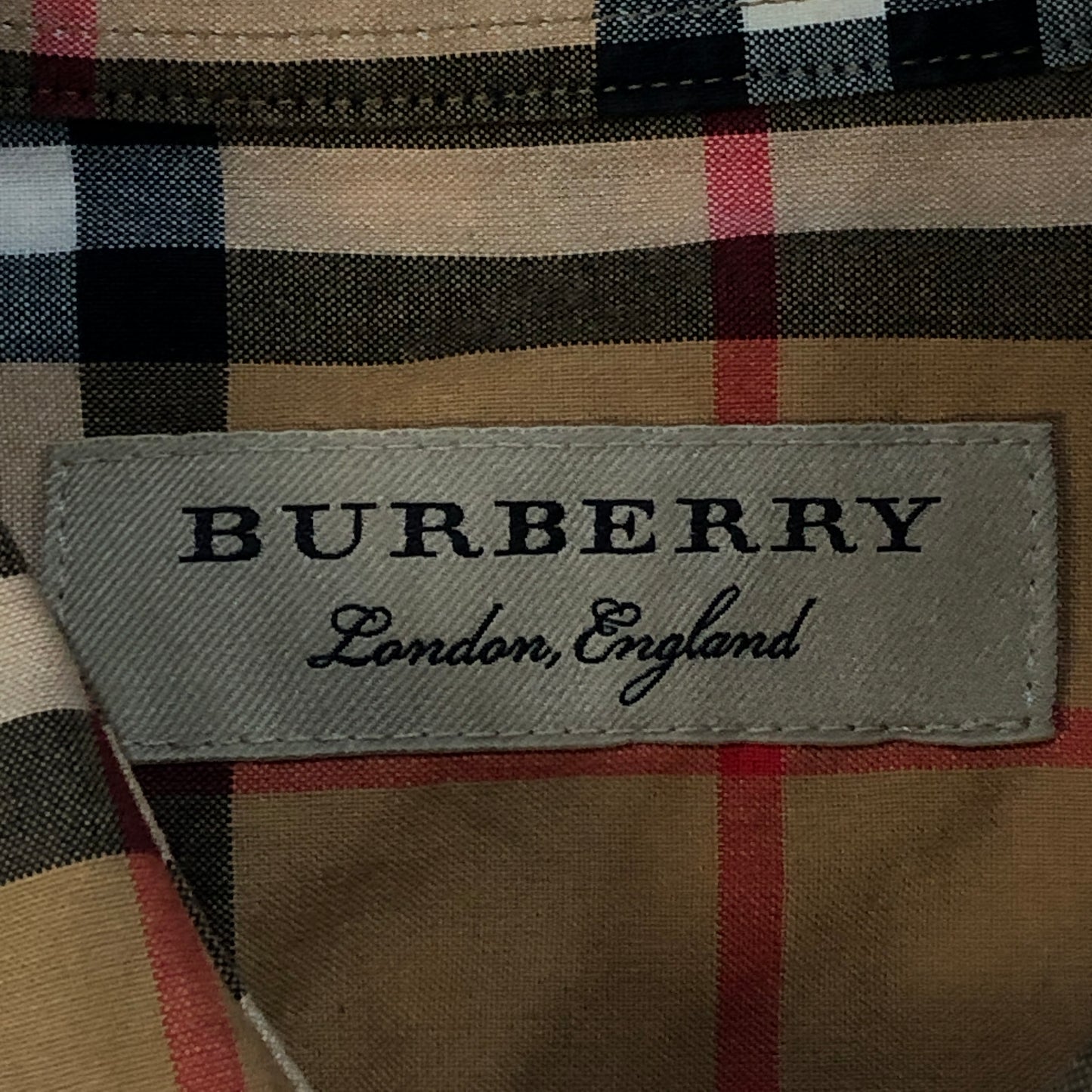 Burberry Beige Checkered Button-Down Shirt Size L
