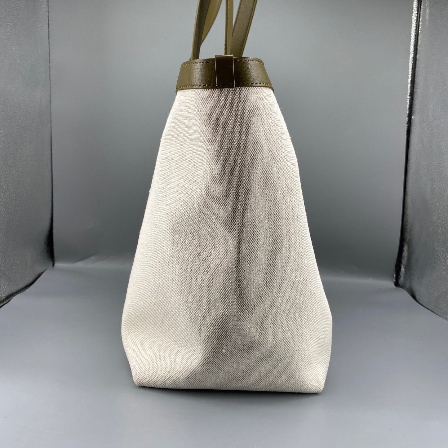 Bottega Veneta Olive Canvas Intrecciato Leather Tote Bag