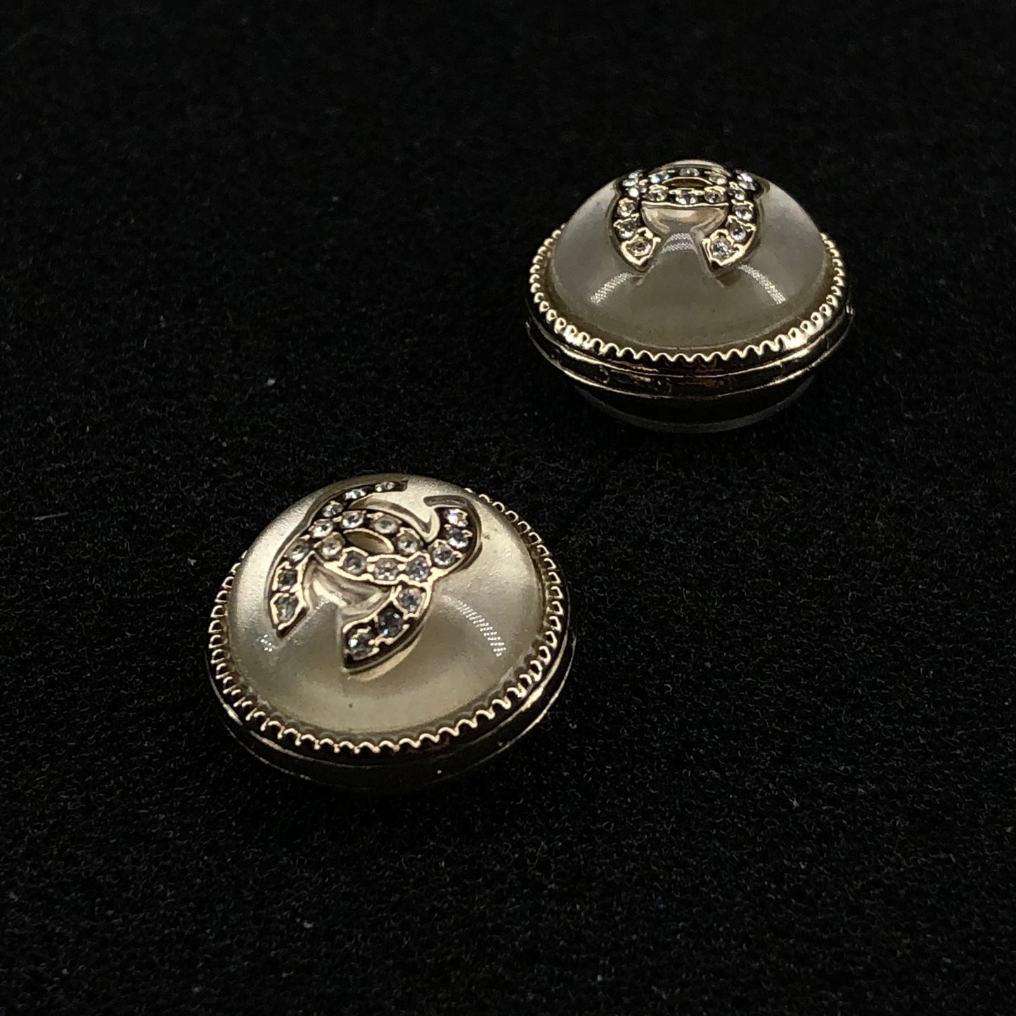 Chanel Round Double CC Stud Earrings Gold Tone 2022