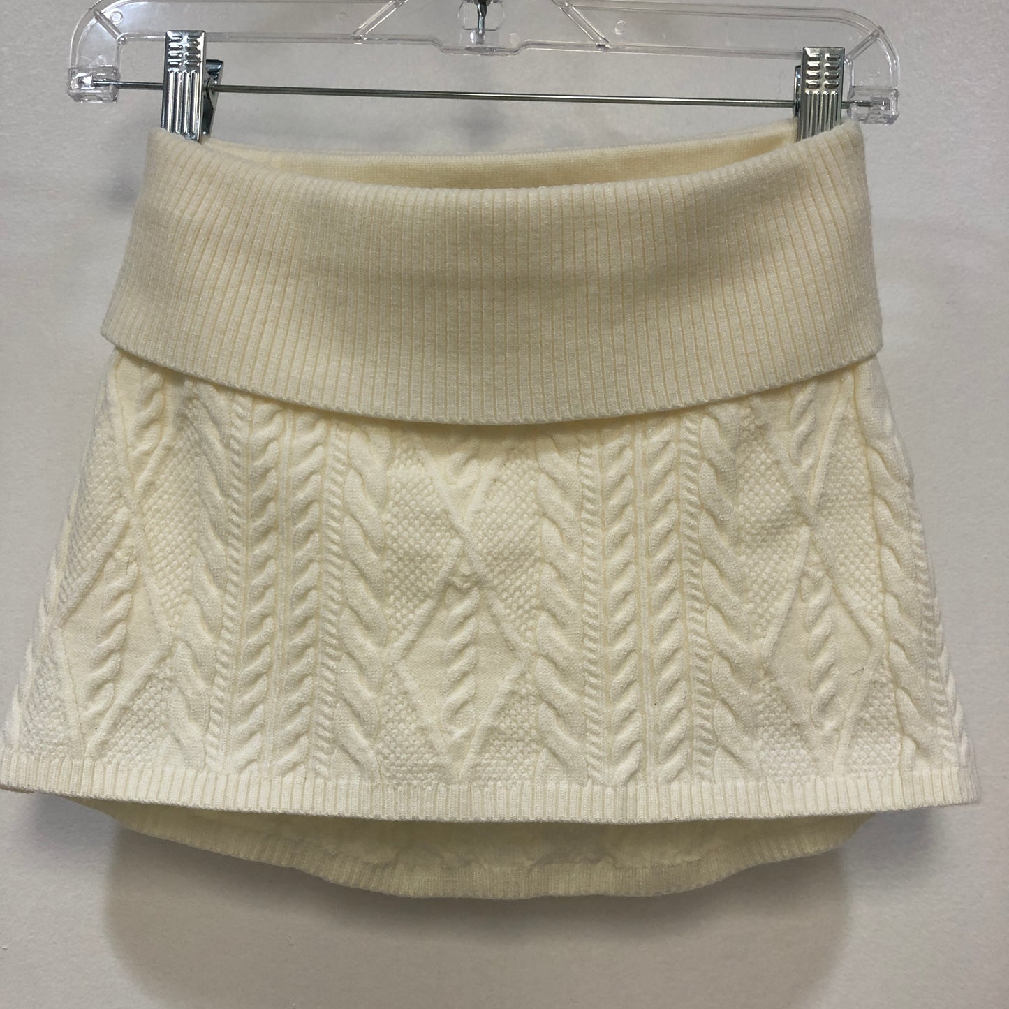 Frankies Bikinis Cream Cable-Knit Mini Skirt S